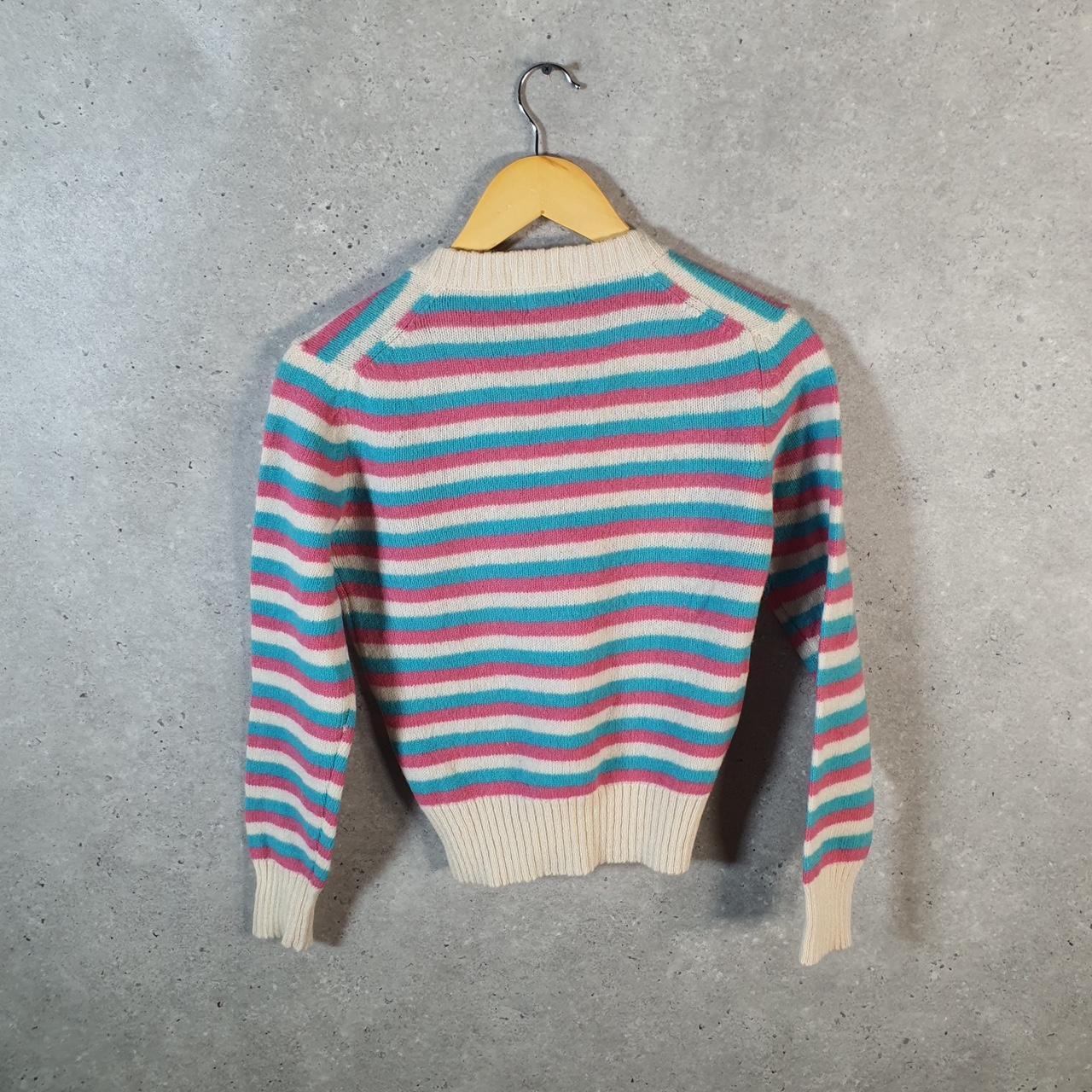 Vintage Izod Lacoste Knit Sweater Womens Small Striped Logo Y2K Jumper Logo