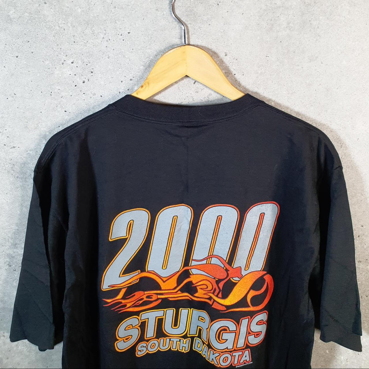 Vintage PowerPro Oneita USA Sturgis 2000 South Dakota Single Stitch T Shirt Men’s Large Black Big Fish Vintage