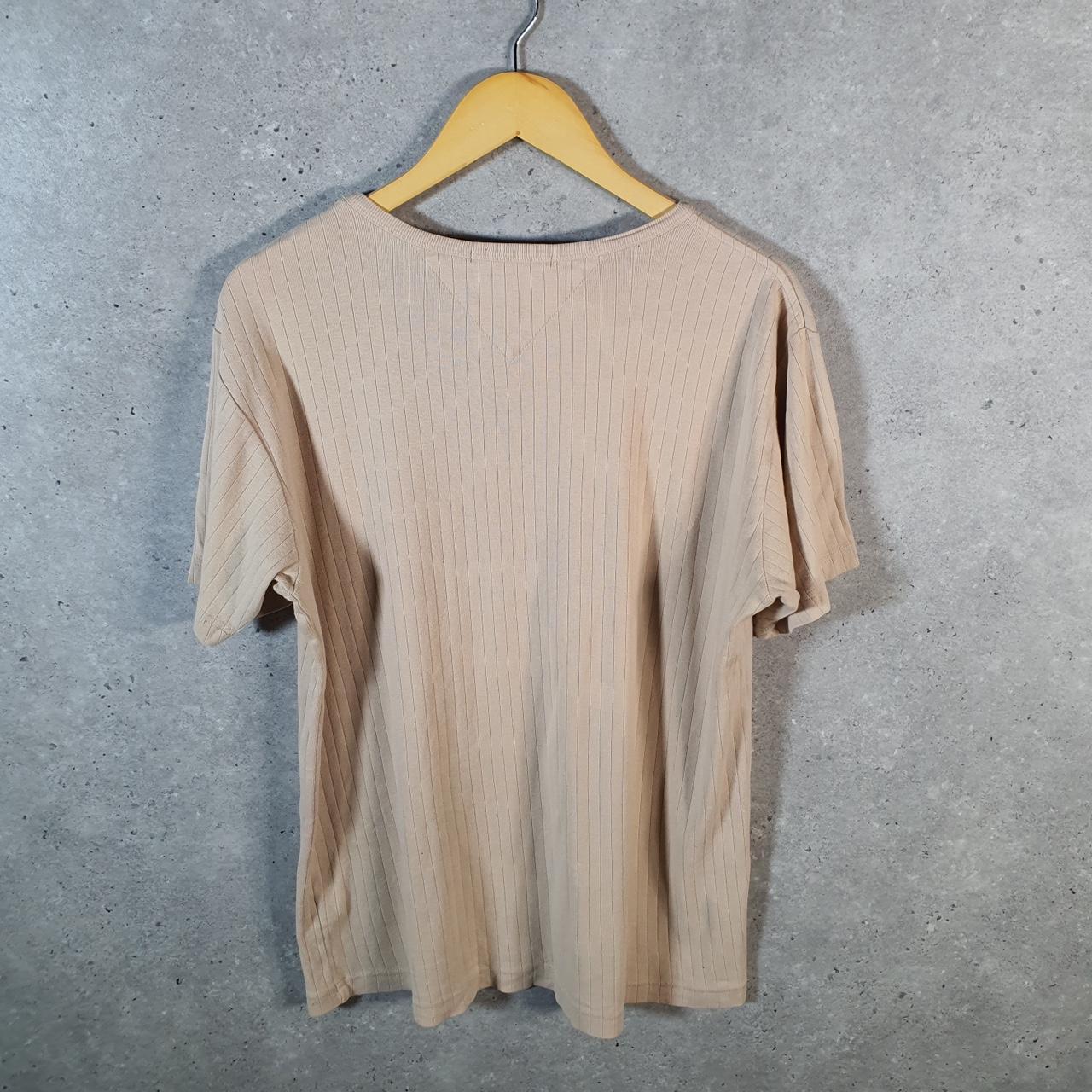 Vintage Tommy Hilfiger 90s T Shirt Men’s Medium Brown Classic Fit Embroidered Logo