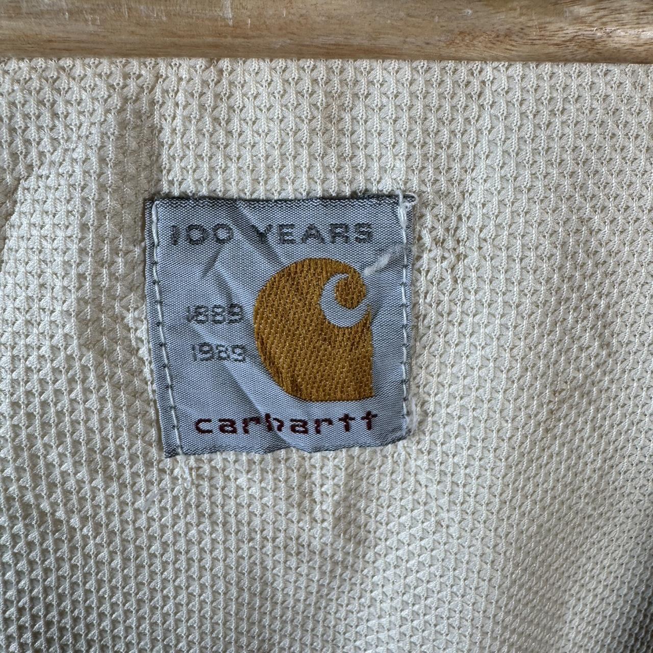 Vintage Carhartt Active 100 Years Hooded Jacket Men’s L Beige Workwear Canvas USA