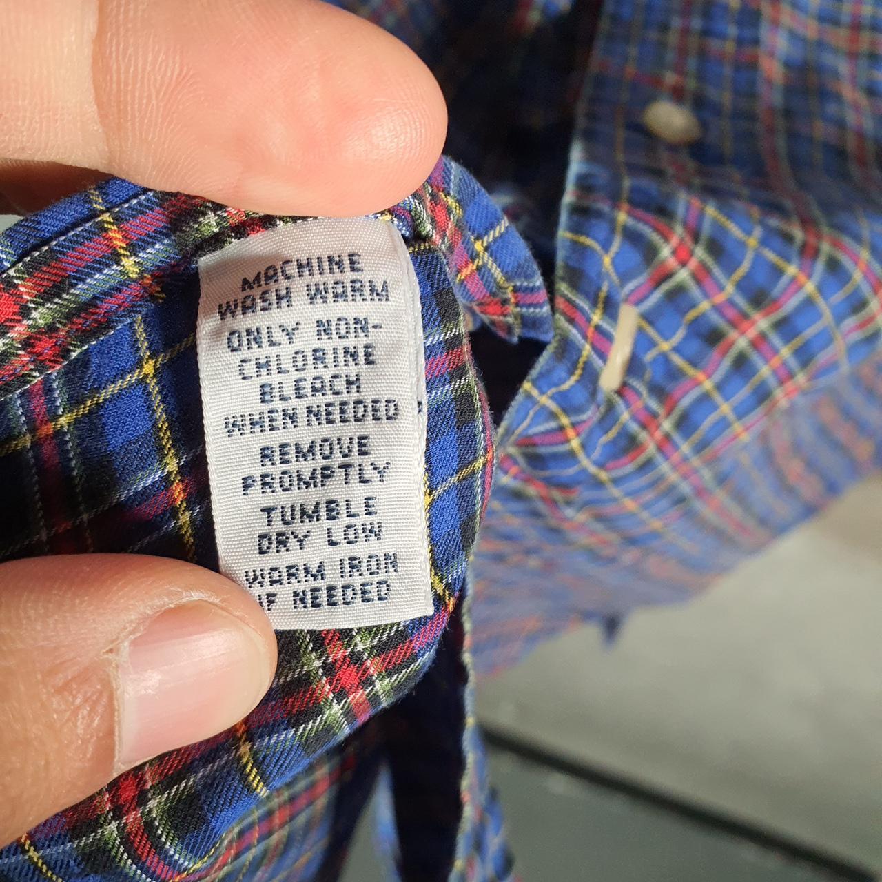 Vintage Ralph Lauren Button Down Shirt Men’s Large Blue Checkered Classic Fit Cotton Pony Big Fish Vintage