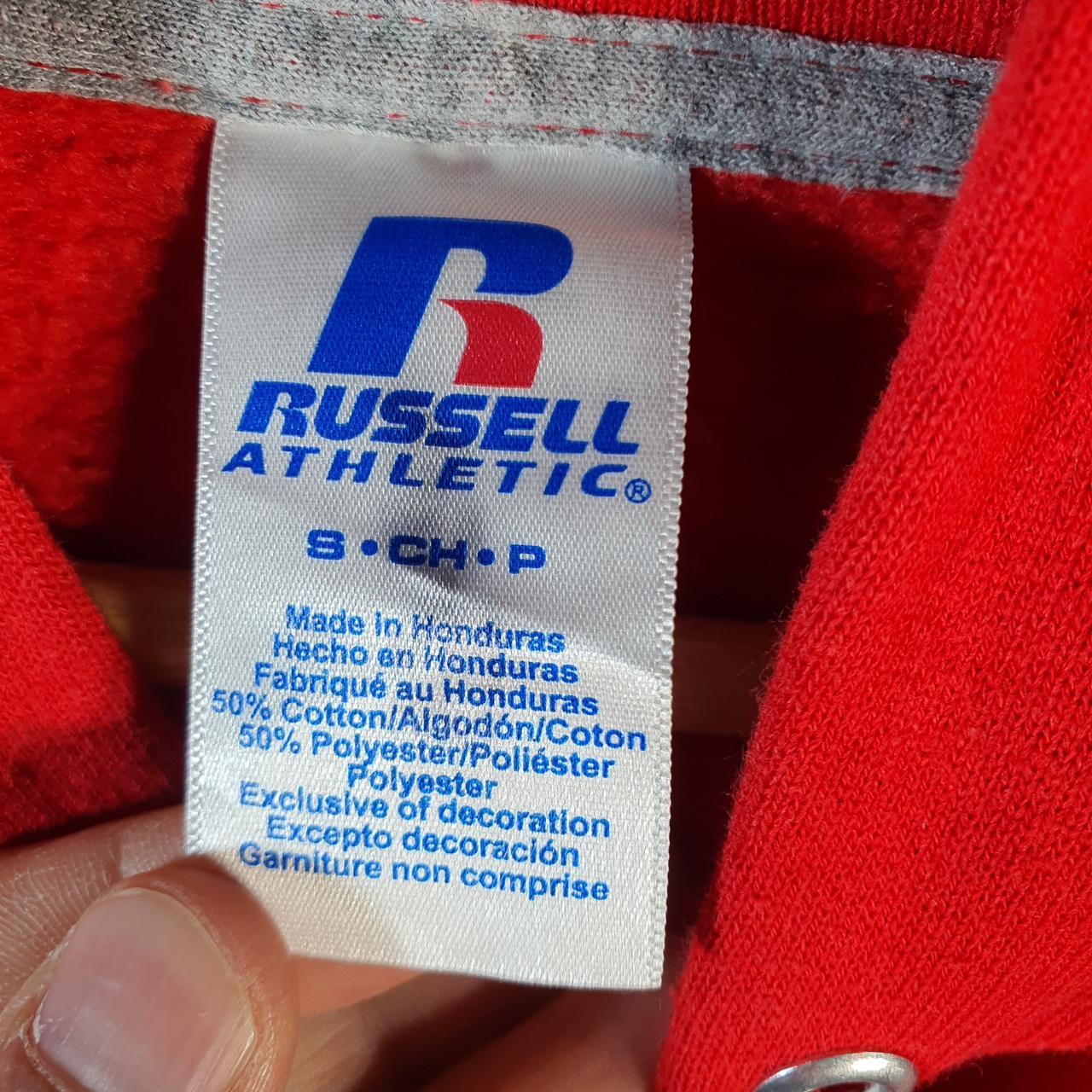 Vintage Russell Athletic Georgia Soccer Hoodie Men’s Small Red Pullover Baggy