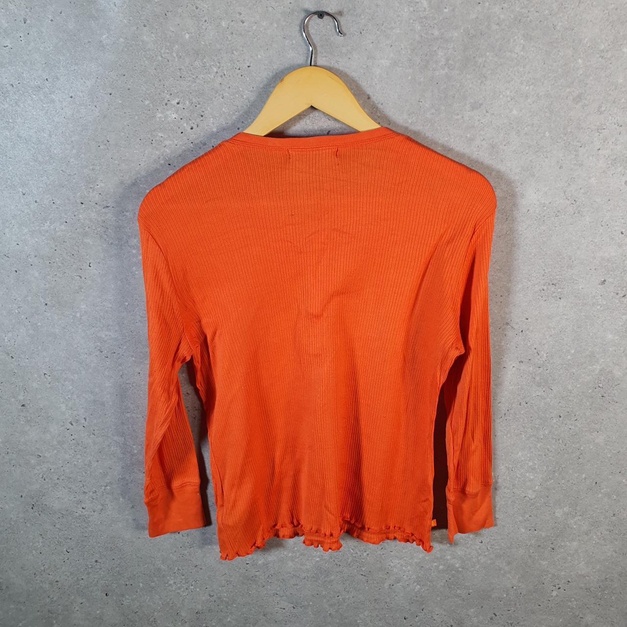 Vintage Ralph Lauren Polo Knit Sweater Womens Large Orange 1/4 Button Cotton Pullover