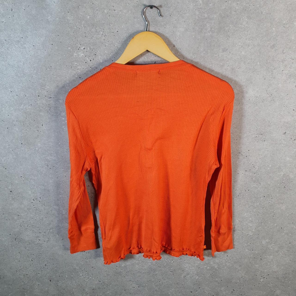Vintage Ralph Lauren Polo Knit Sweater Womens Large Orange 1/4 Button Cotton Pullover