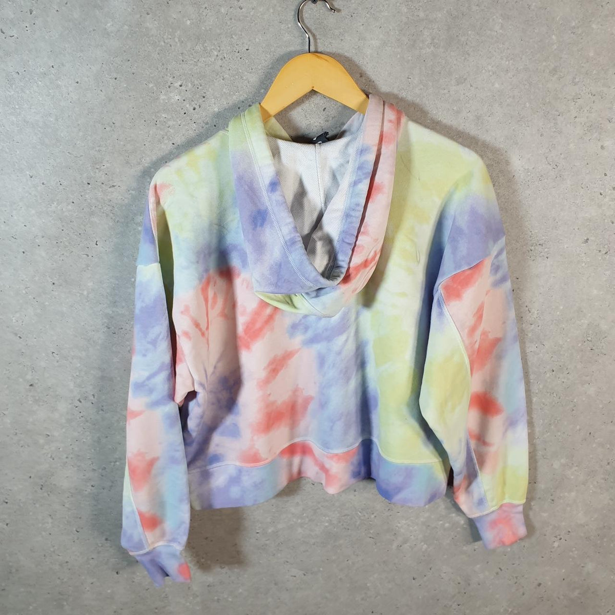 Vintage Nike Cropped Hoodie Womens Small Tie Dye Swoosh Y2K Pullover Logo