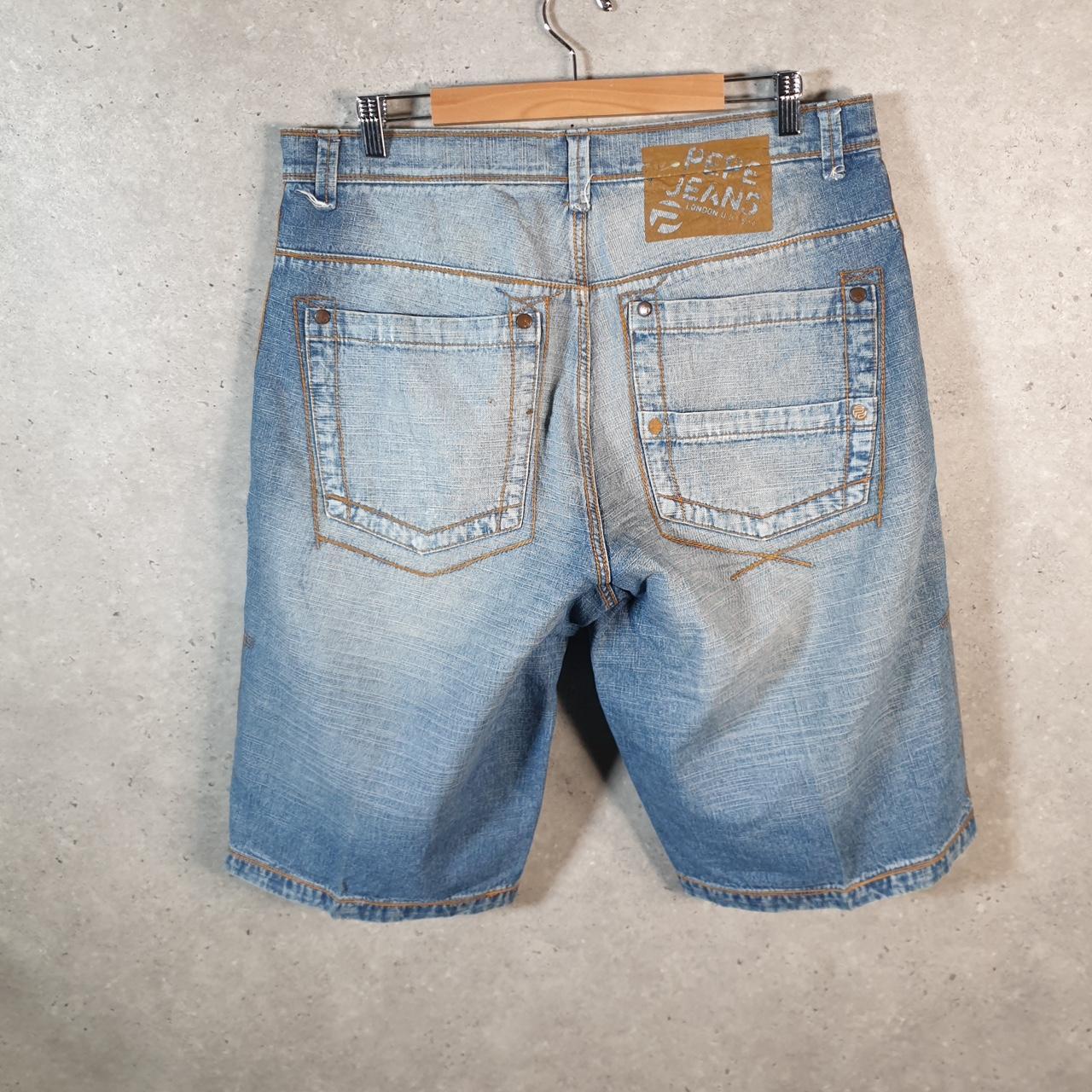 Vintage Pepe Jeans Baggy Y2K Hip Hop Jeans Shorts Jorts Mens W36 Blue Denim USA Big Fish Vintage