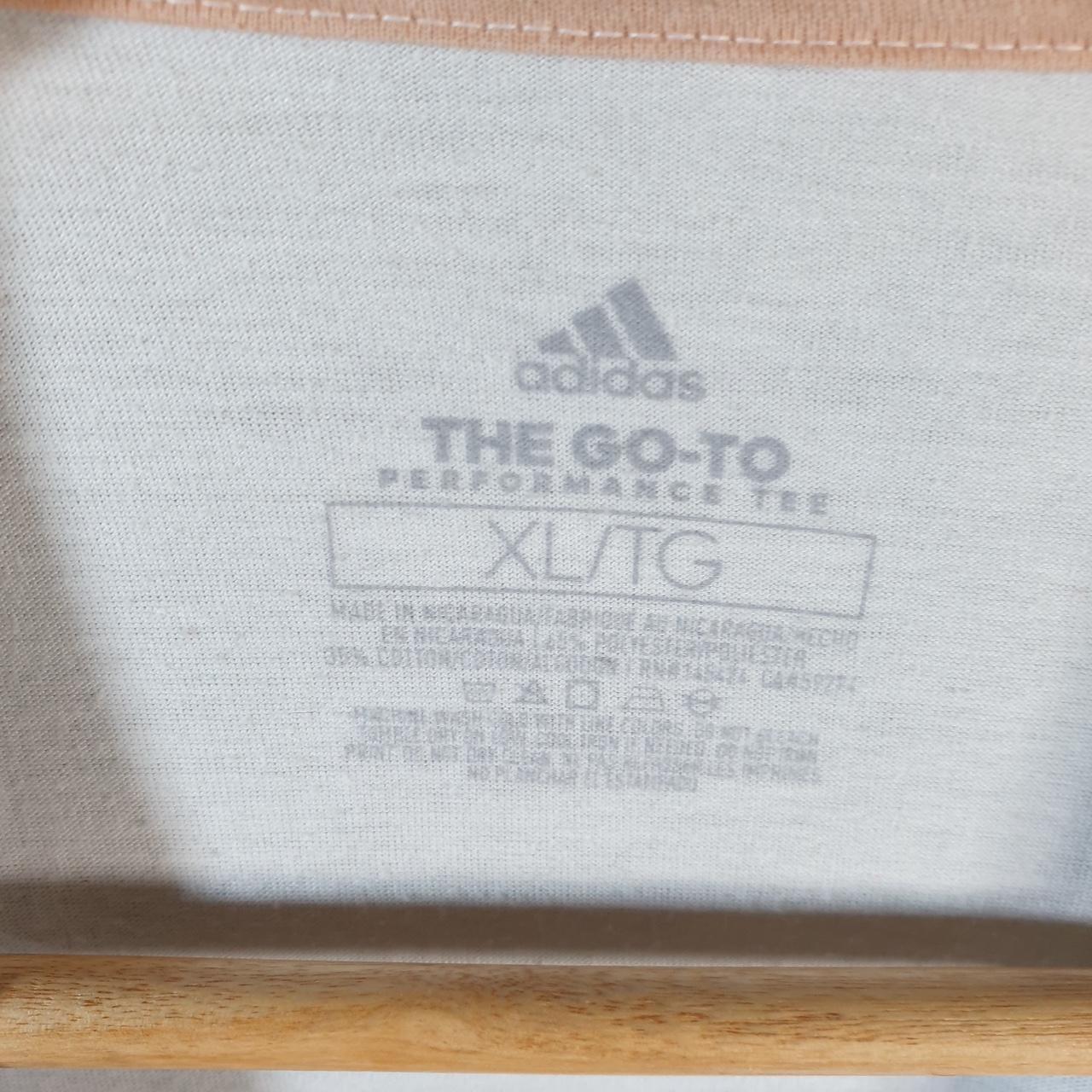 Vintage Adidas Go to Perfomance Tee T Shirt Mens XL White Three Stripes Logo Athletic