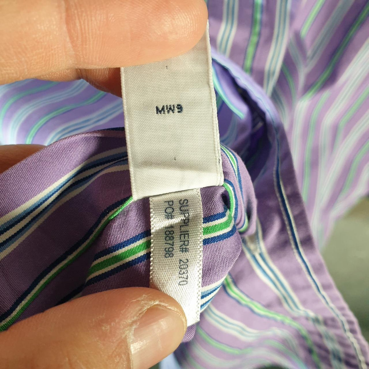 Vintage Ralph Lauren Button Down Shirt Men’s Large Purple Striped Cotton Pony