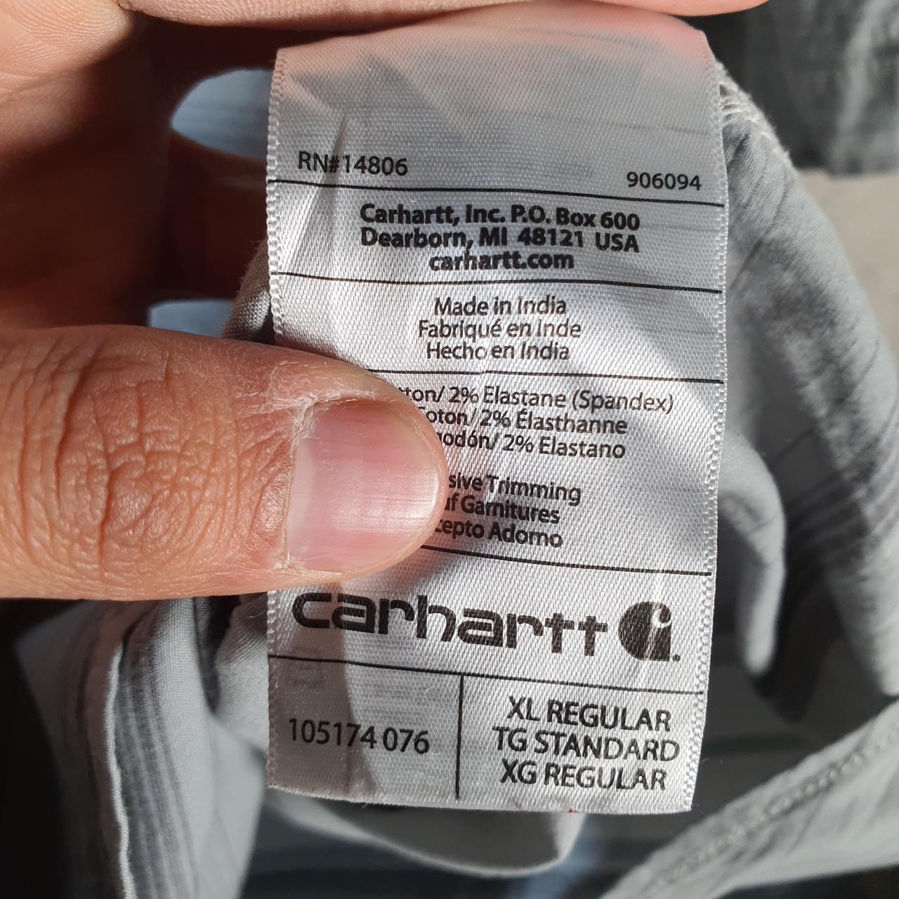 Vintage Carhartt Shirt Button Down Mens XL Grey Striped Short Sleeve Utility Relaxed Fit