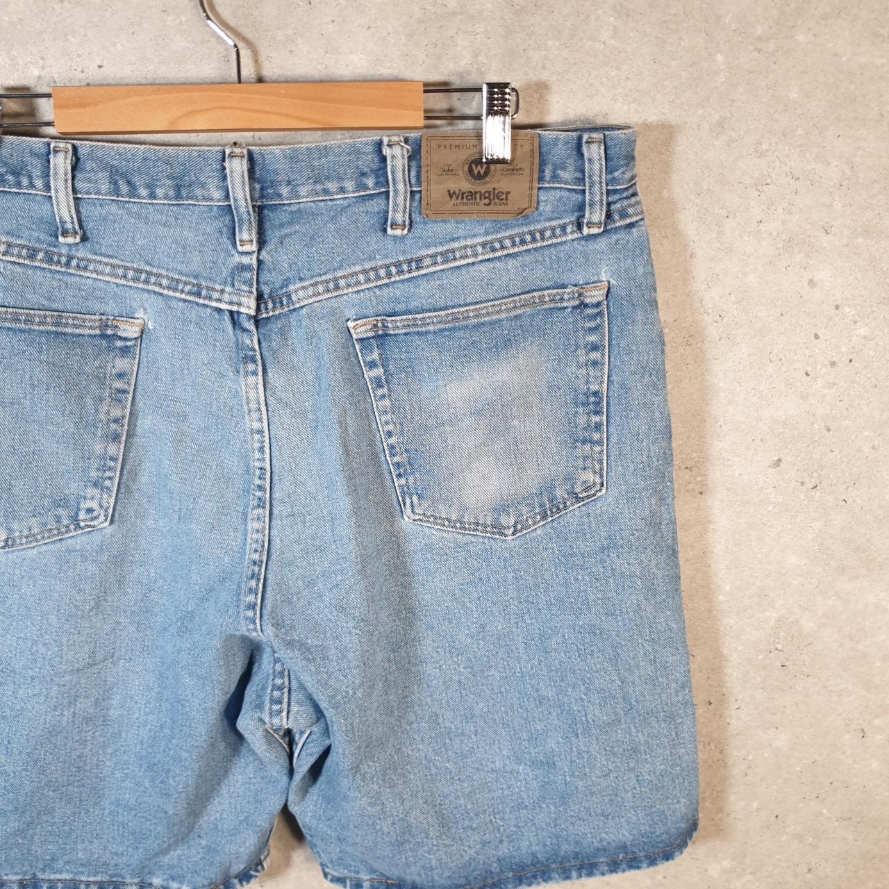 Vintage Wrangler Denim Shorts Jorts Cargo Men’s W38 Relaxed Blue Baggy Cotton