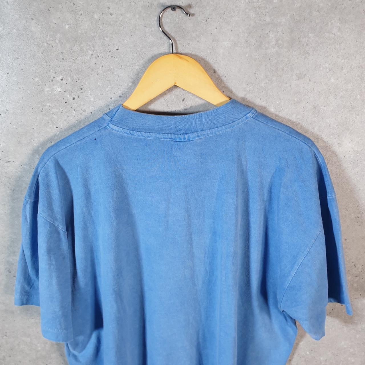 Vintage Anvil Luckenback Texas Embroidered USA 90s Single Stitch T Shirt Men’s Large Blue C9448