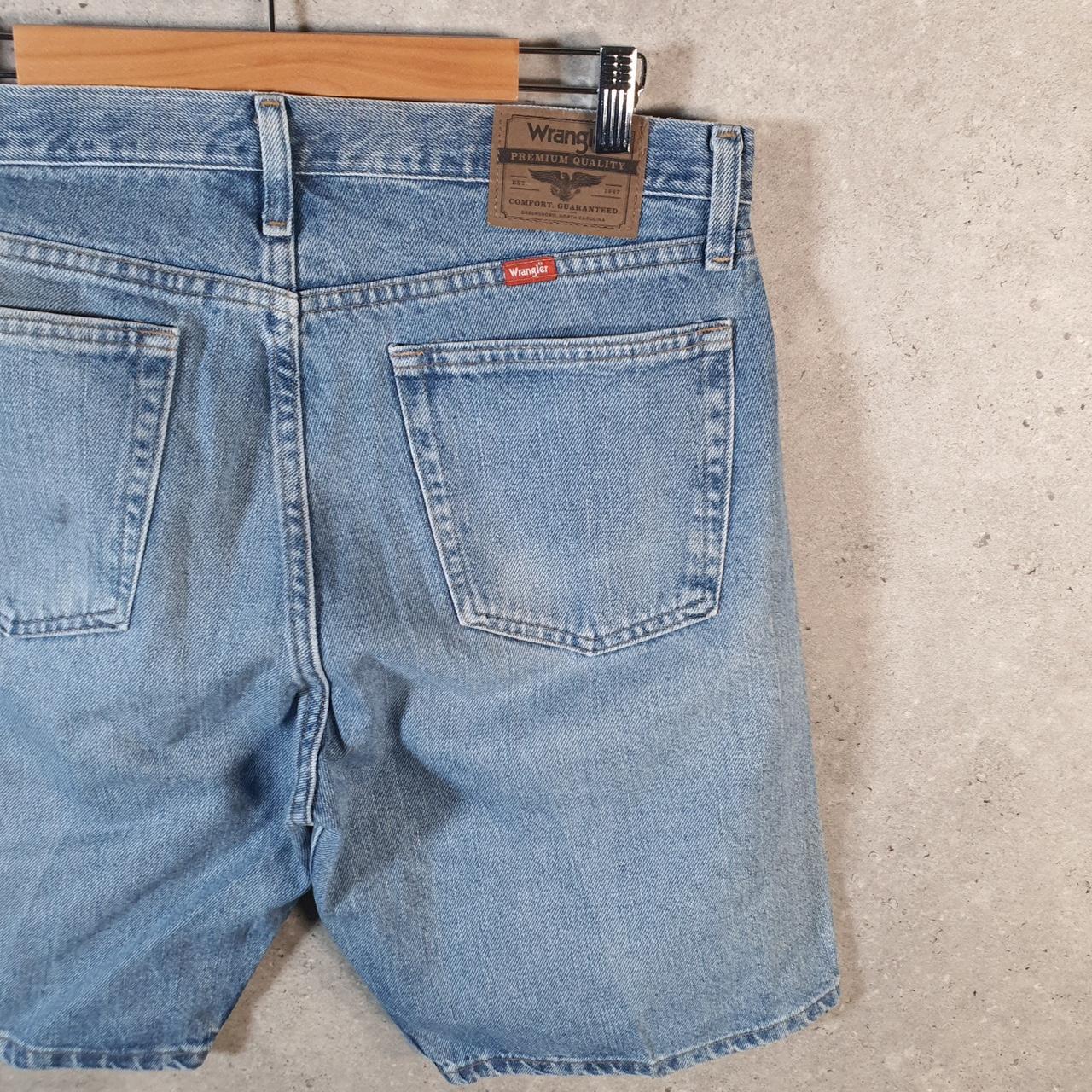 Vintage Wrangler Denim Shorts Jorts Cargo Men’s W33 Relaxed Blue Baggy Cotton