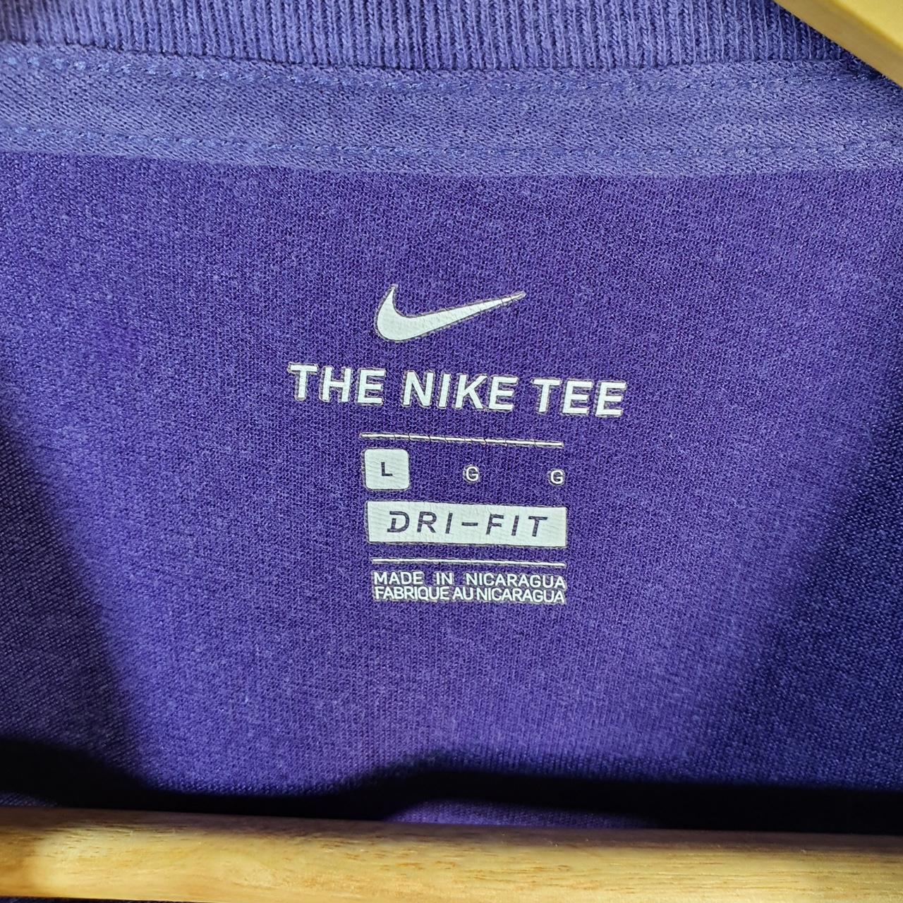 Vintage Nike Dri Fit TCU USA T Shirt Womens Large Purple Spellout Swoosh Athletic