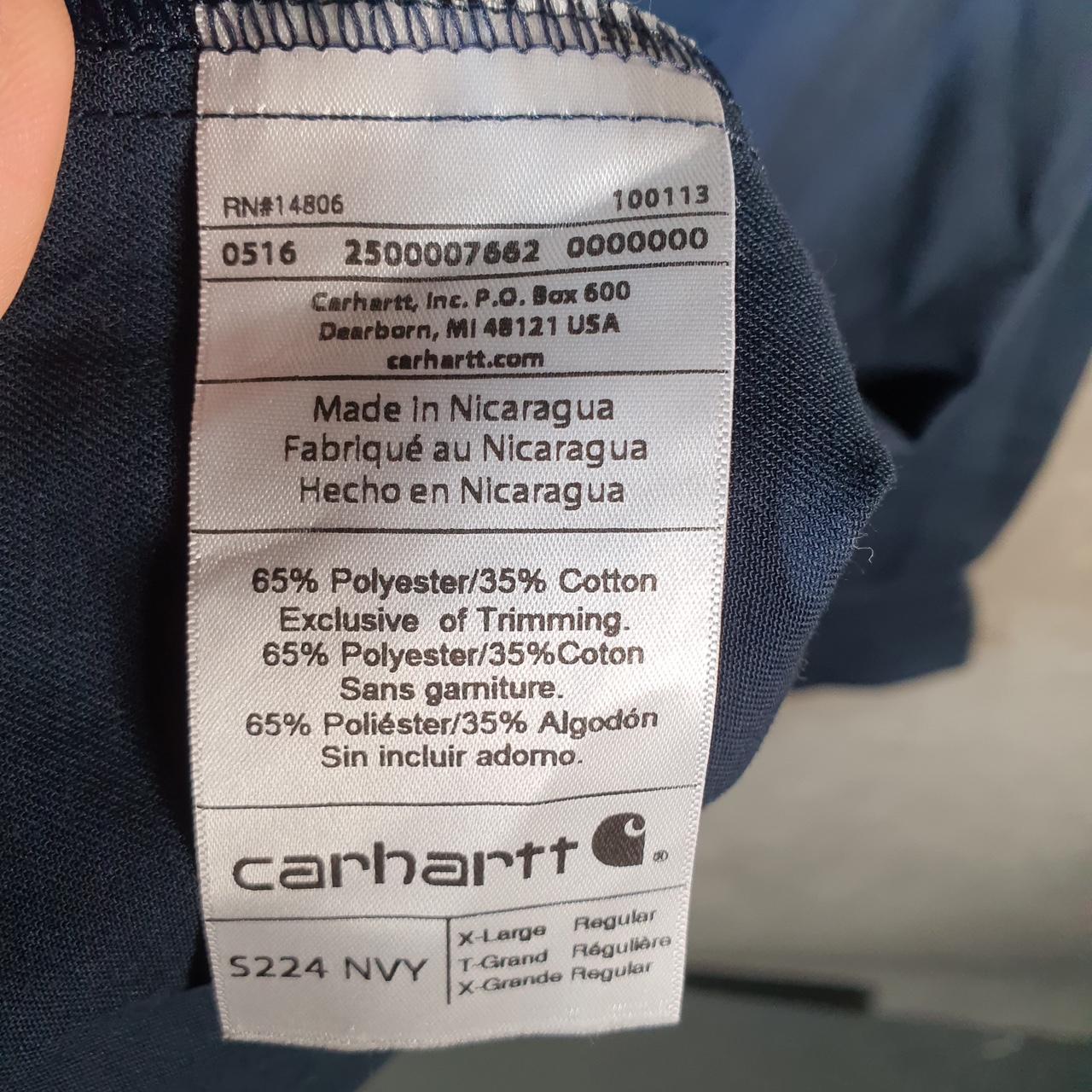 Vintage Carhartt Shirt Button Down Mens XL Navy Blue Long Sleeve Relaxed Fit