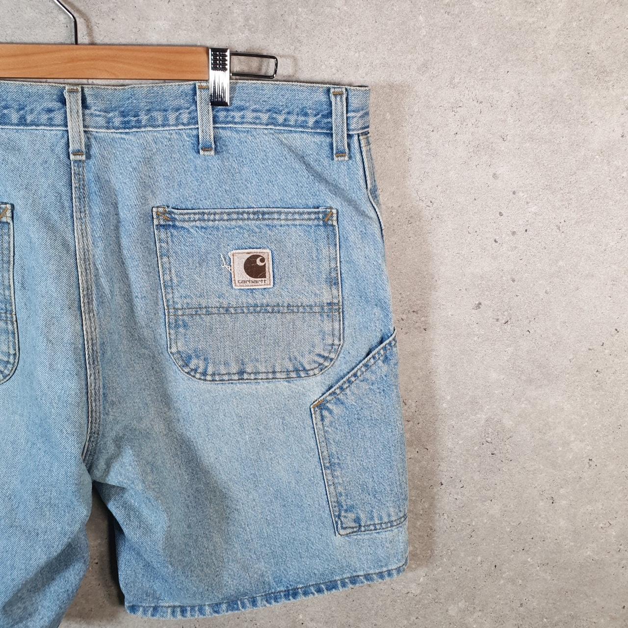 Vintage Carhartt Baggy Carpenter Shorts Jorts Cargo Men’s W38 Blue Relaxed Denim Fit Workwear Big Fish Vintage