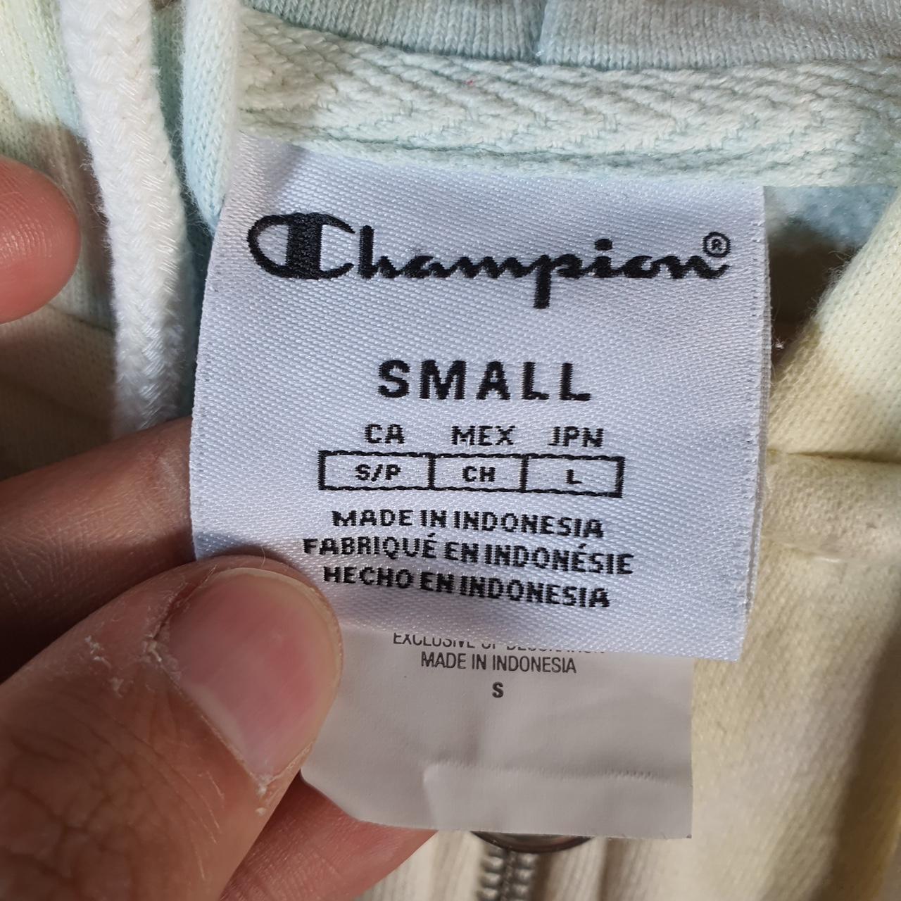 Vintage Champion Hoodie Womens Small Grey Tie Dye USA Full Zip Spellout Logo