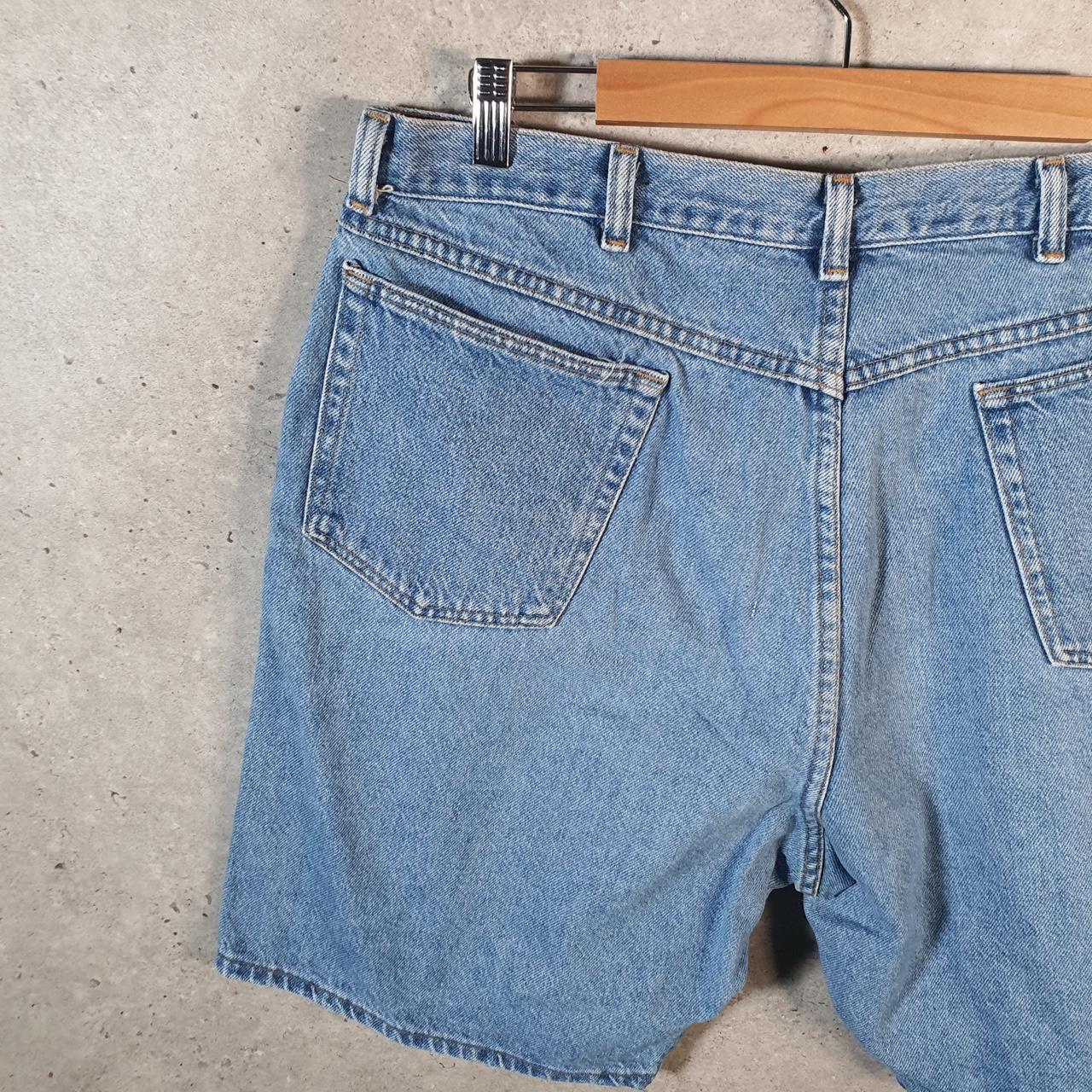 Vintage Wrangler Denim Shorts Jorts Cargo Men’s W38 Relaxed Blue Baggy Cotton
