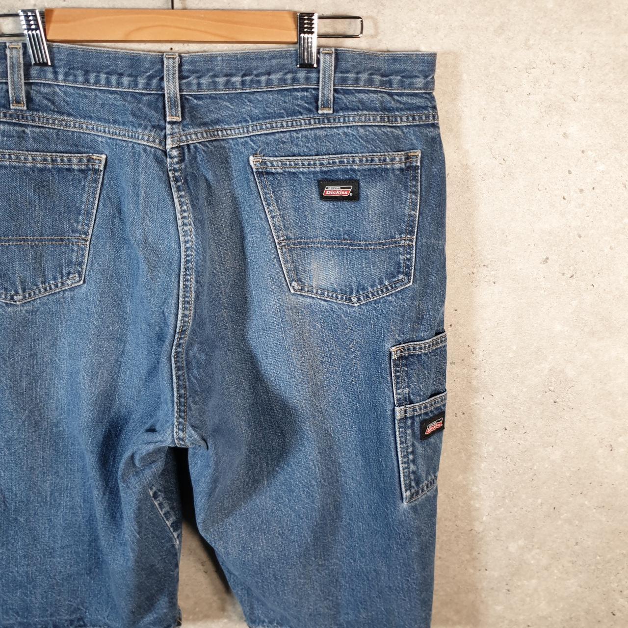 Vintage Dickies Baggy Denim Jean Shorts Jorts Cargo Mens W40 Blue Loose Fit