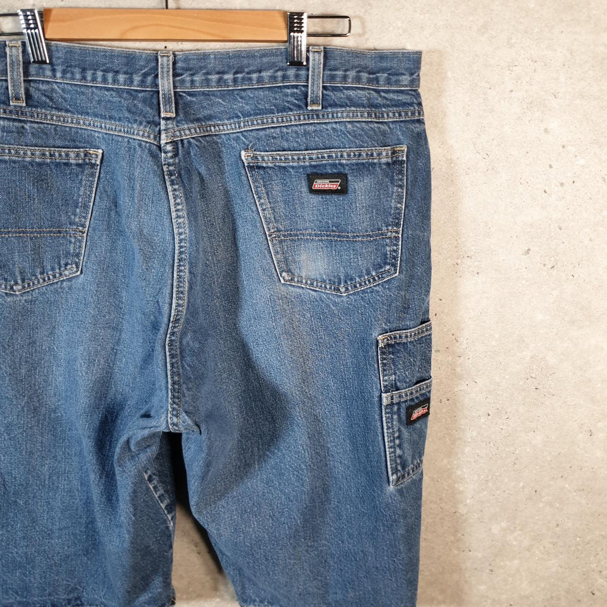 Vintage Dickies Baggy Denim Jean Shorts Jorts Cargo Mens W40 Blue Loose Fit