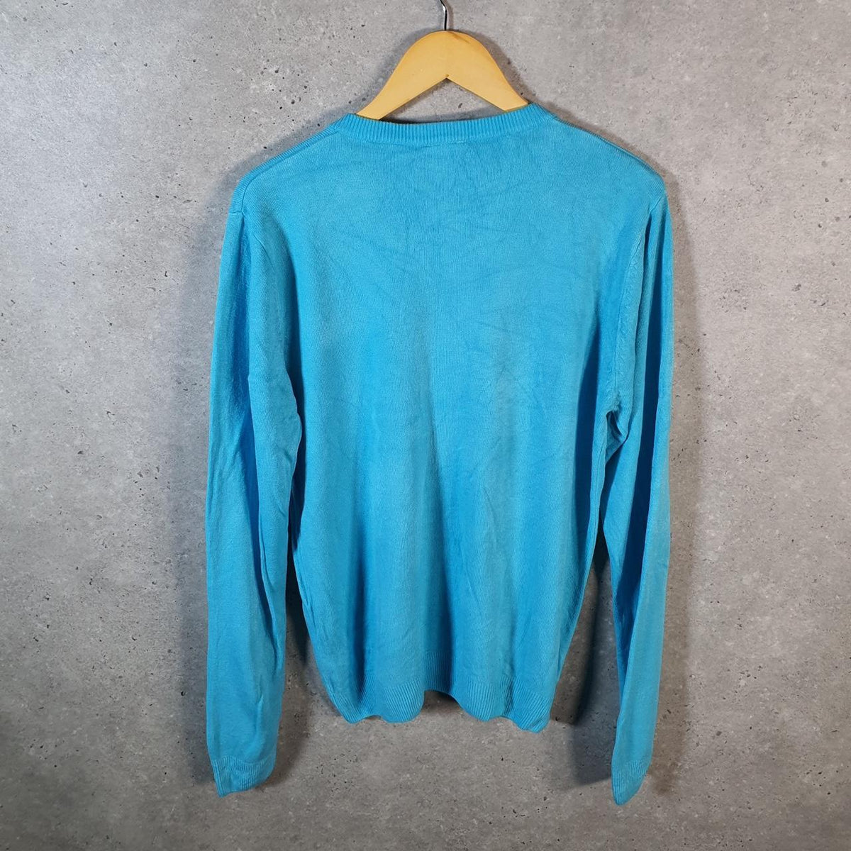 Vintage Lacoste Sweatshirt Men’s Medium Blue Pullover Logo Y2K Jumper Logo