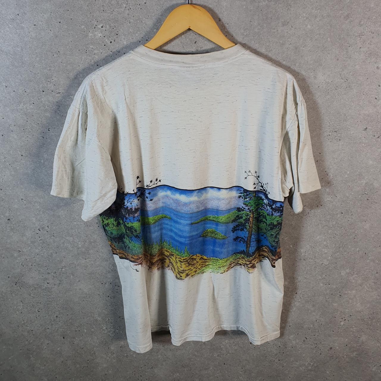 Vintage Oneita Power Lake Tahoe 90s USA Single Stitch T Shirt Men’s Large Grey
