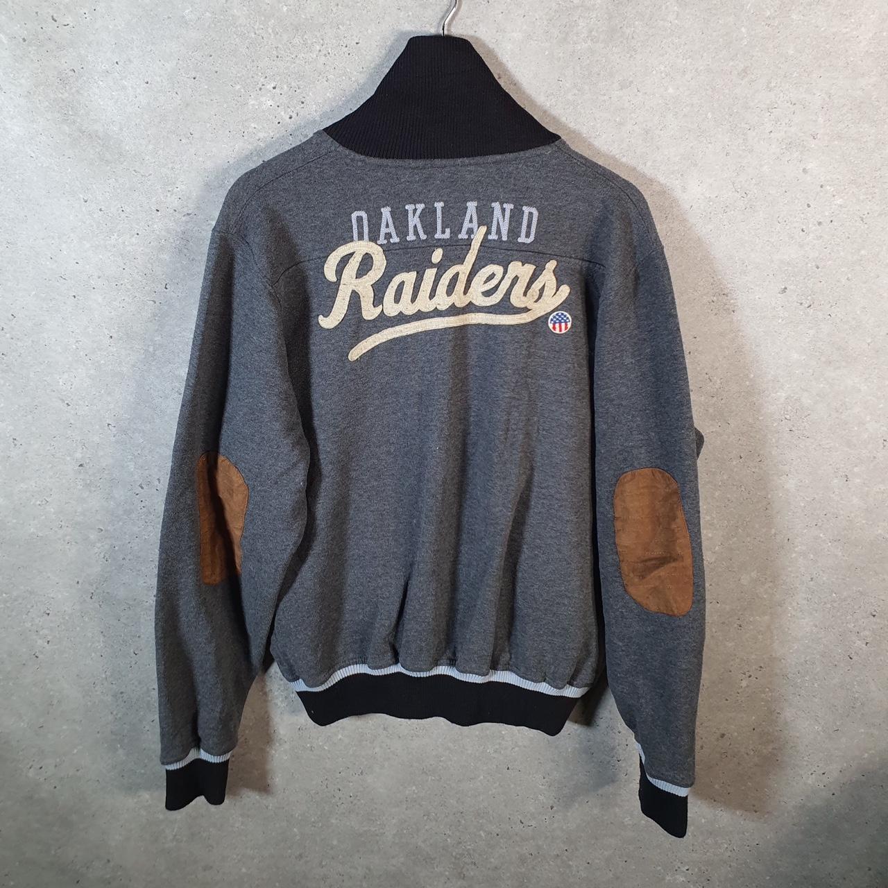 Vintage NFL Oakland Raiders Cardigan Embroidered Men’s Medium Grey Pro Sport USA