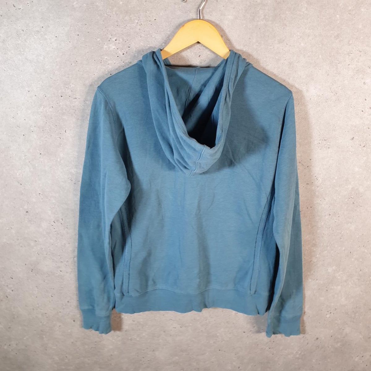 Vintage Champion Hoodie Womens Medium Blue Spellout Logo Pullover