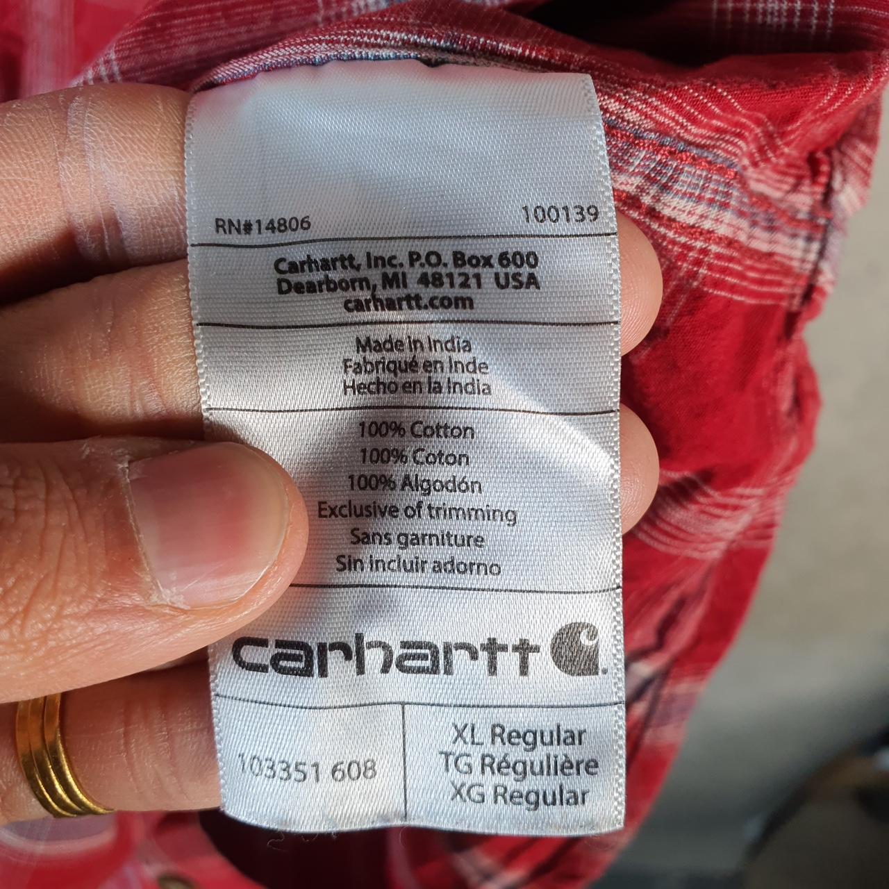 Vintage Carhartt Shirt Button Down Mens XL Red Long Sleeve Utility Relaxed Fit