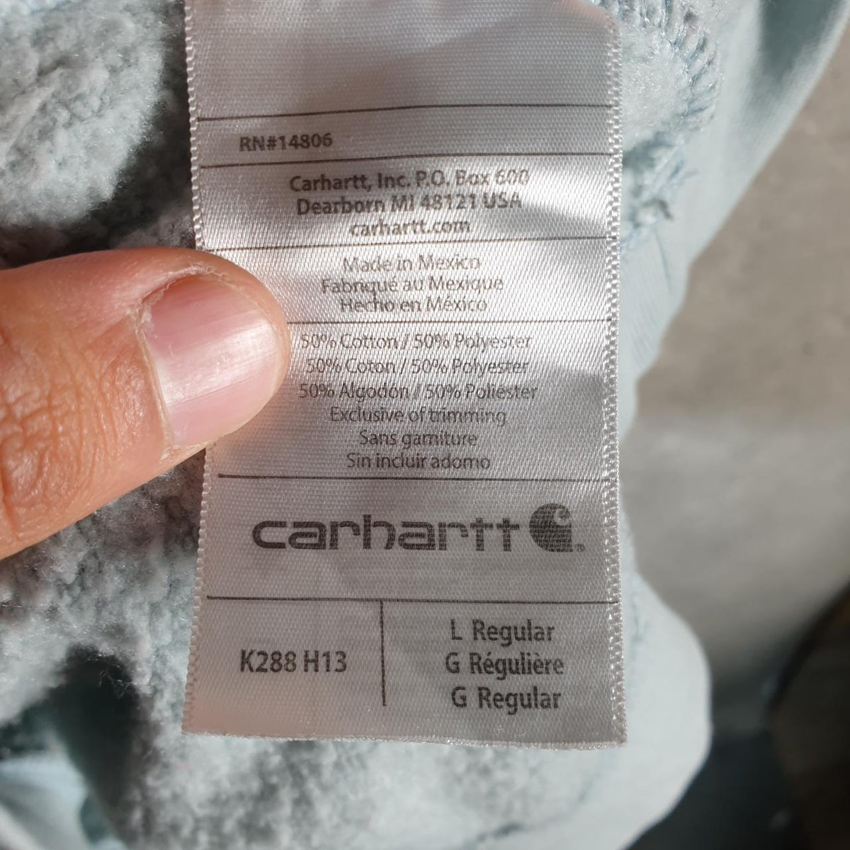 Vintage Carhartt Hoodie Men’s Large Baby Blue Pullover Blank USA Loose Fit