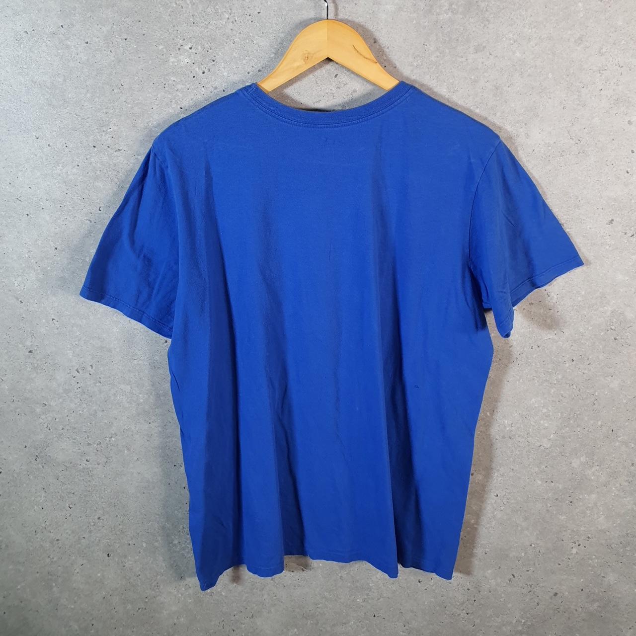 Vintage Nike T Shirt Men’s Large Blue Printed Single Swoosh Logo Athletic Big Fish Vintage