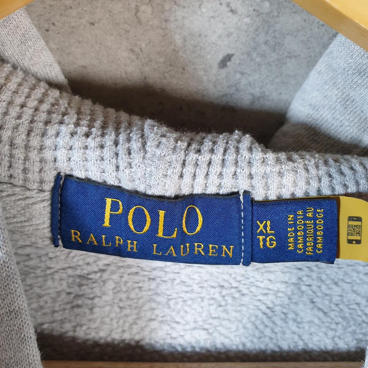 Vintage Ralph Lauren Polo Heavyweight Hoodie Men’s XL Slim Grey Cotton Full Zip Pony