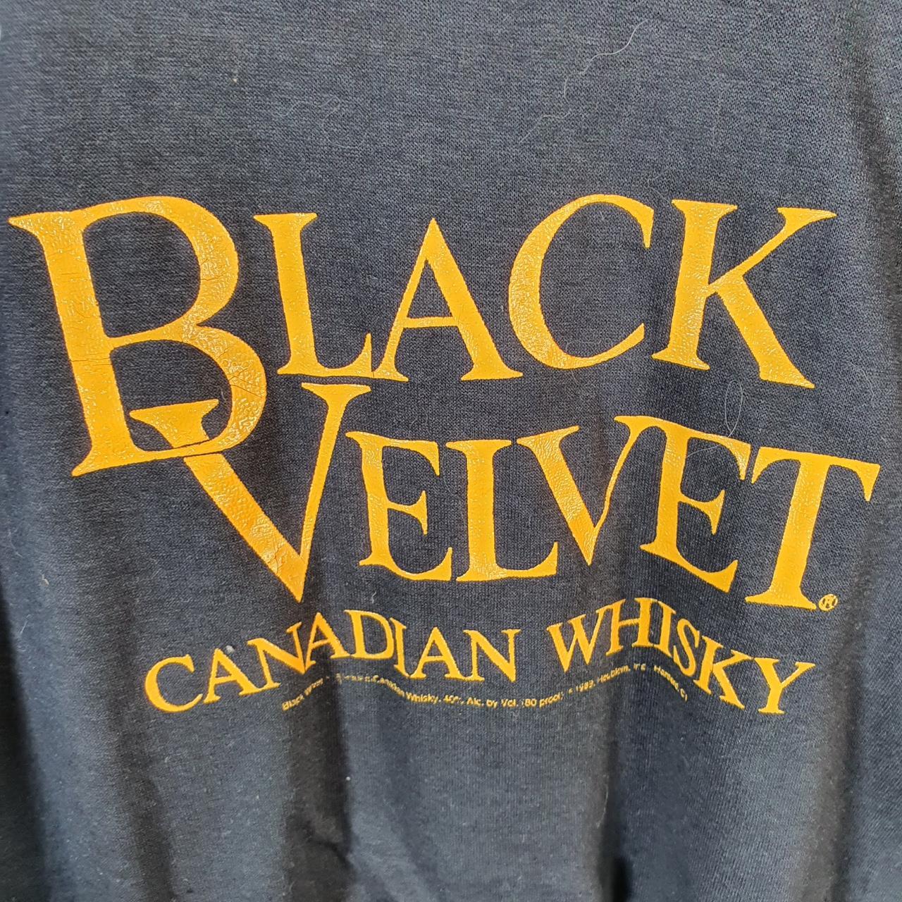 Vintage Ear Black Velvet Canadian Whisky 90s USA Single Stitch T Shirt Men’s XL Black