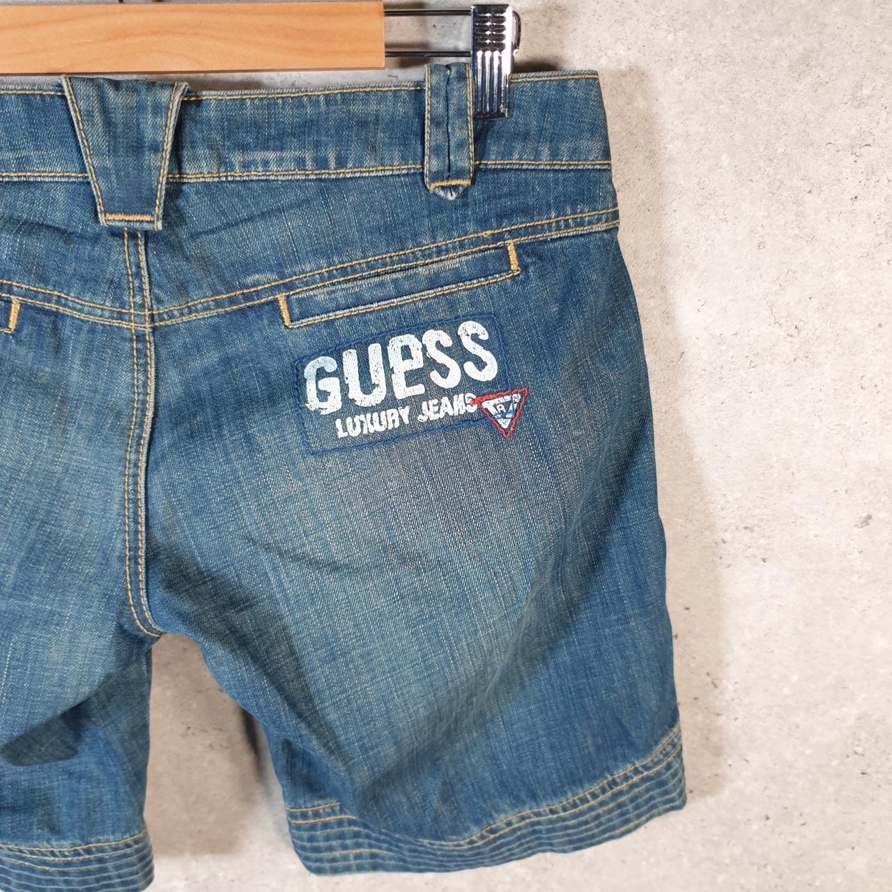 Vintage Guess Denim Shorts Jorts Cargo Men’s W32 Blue Embroidered Baggy Cotton A5260