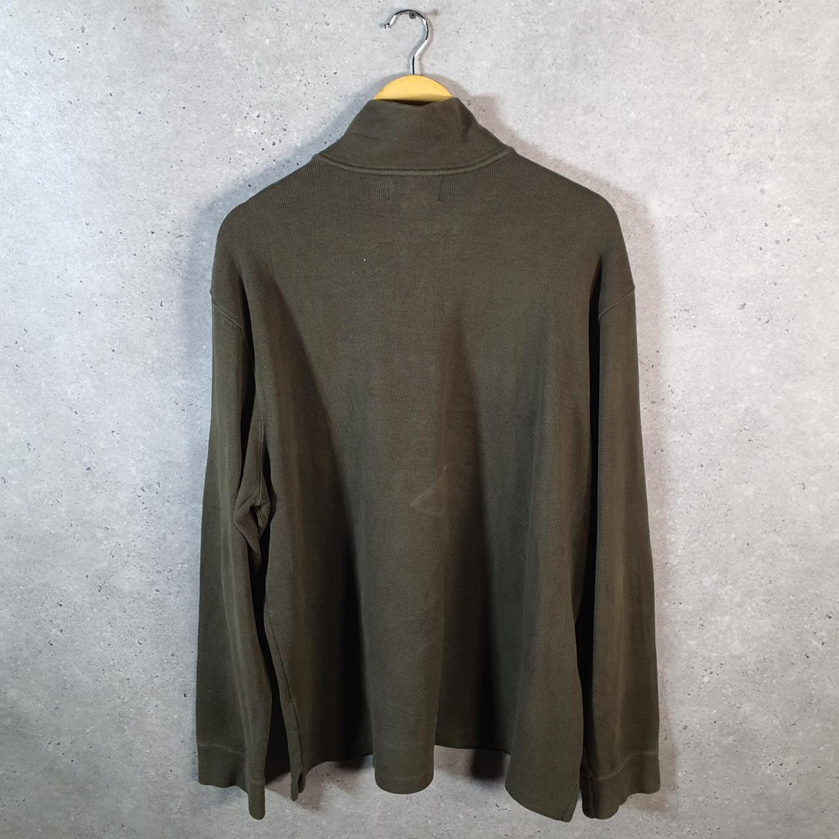 Vintage Ralph Lauren Polo 1/4 Zip Sweatshirt Men’s 2XL Khaki Green Pullover Pony C8838