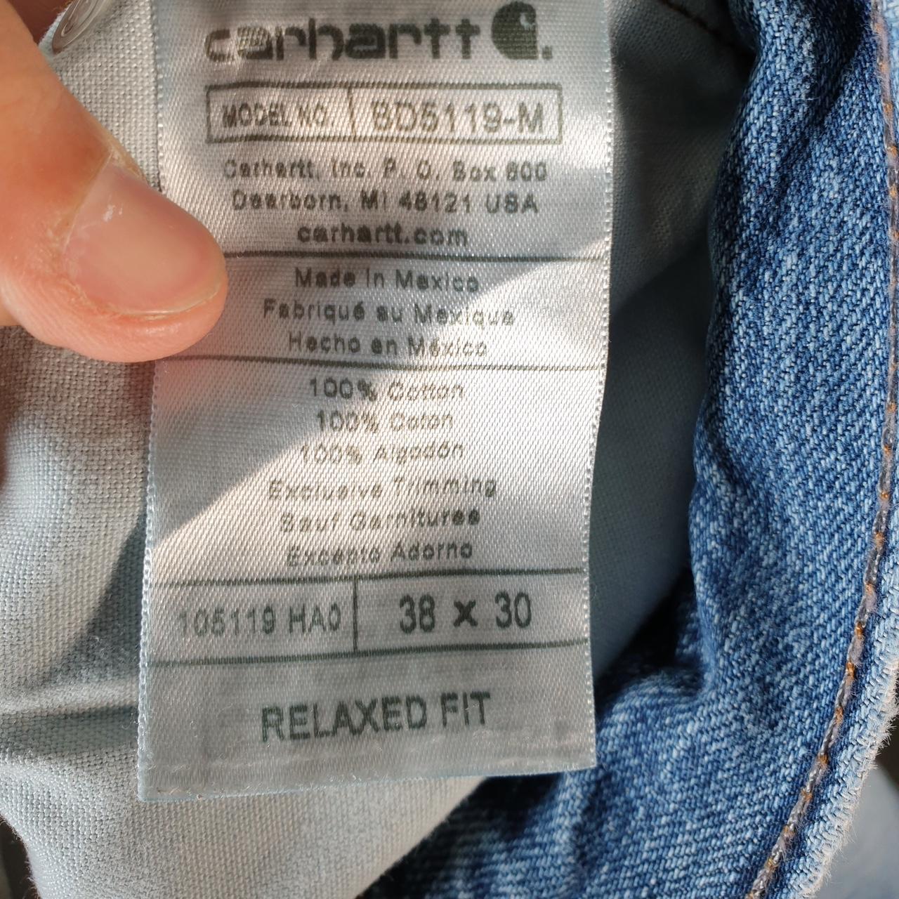 Vintage Carhartt Workwear Carpenter Jeans Mens W38 L30 Blue Denim Relaxed Fit USA