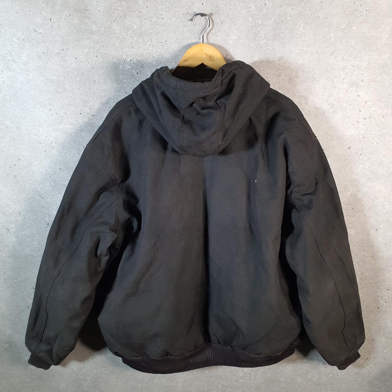 Vintage Carhartt 90s Active Hooded Jacket Men’s XL Black Workwear J133 BLK Canvas USA Big Fish Vintage