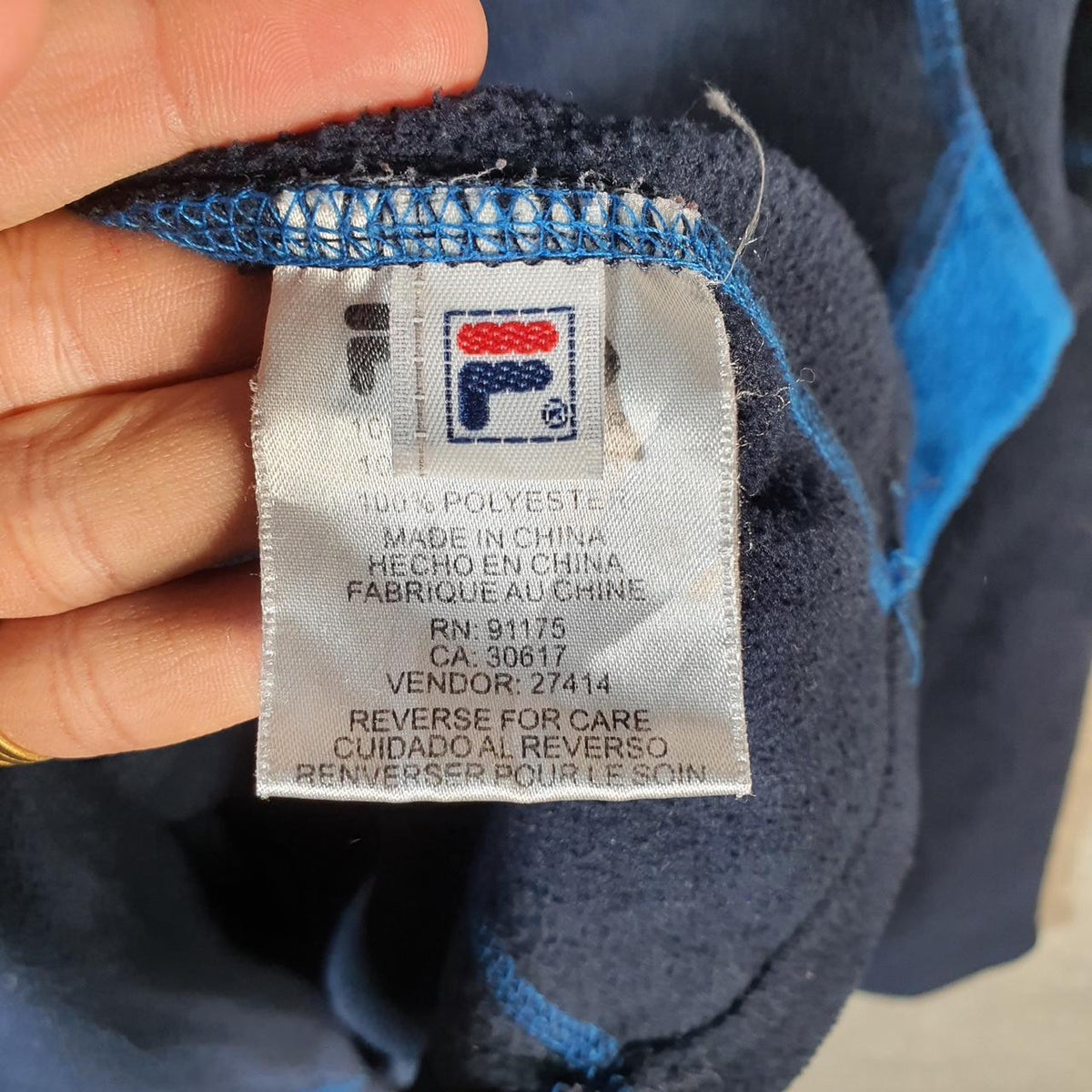 Fila Fleece 1/4 zip Sweatshirt Mens Large Blue Embroidered Logo