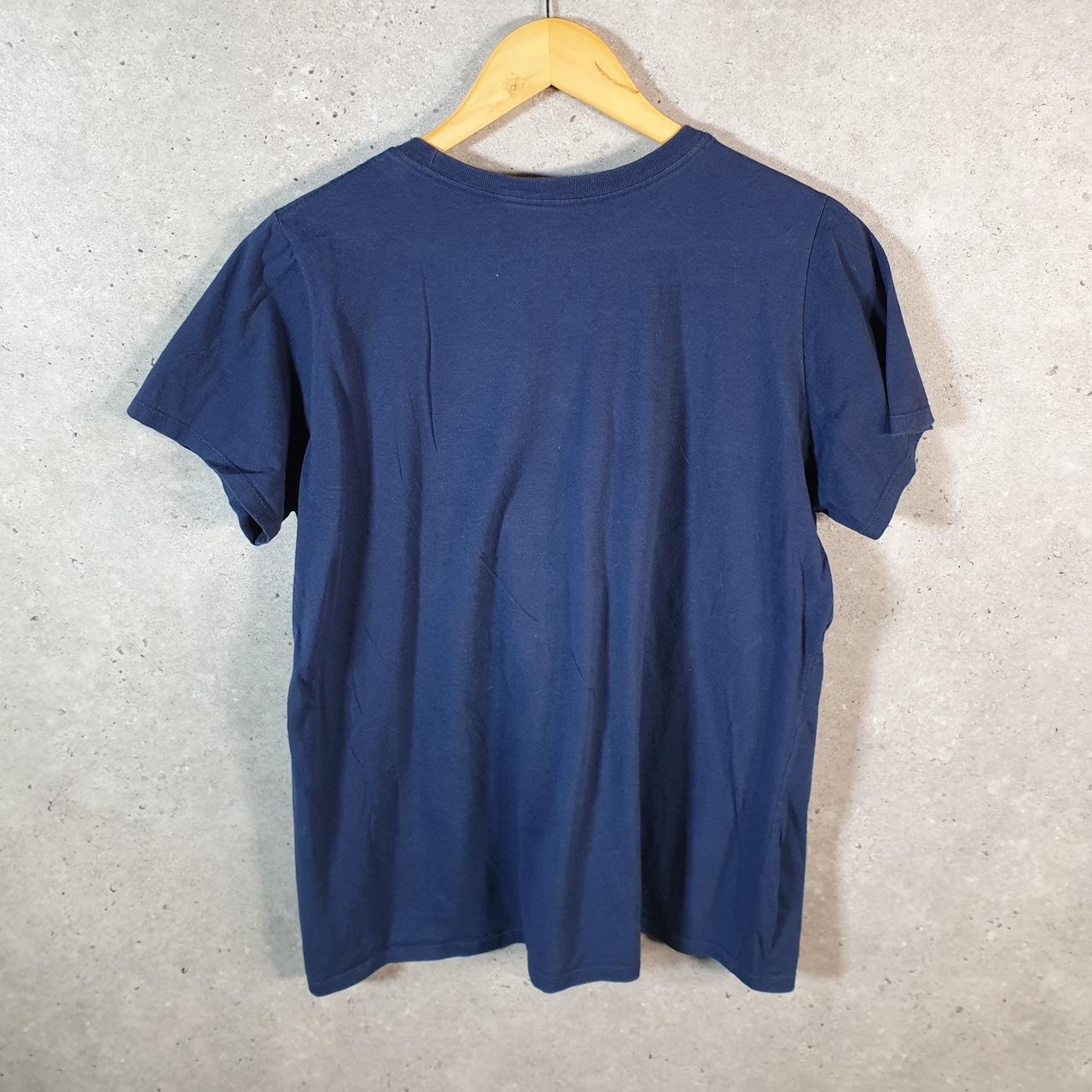 Vintage Nike T Shirt Womens 2XL Blue Printed Single Swoosh Logo Athletic C8287