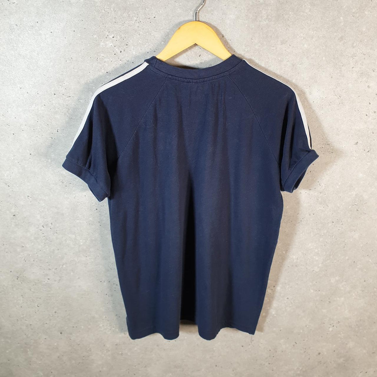 Vintage Adidas Trefoil Retro T Shirt Men’s Medium Navy Blue Three Stripes Logo Athletic