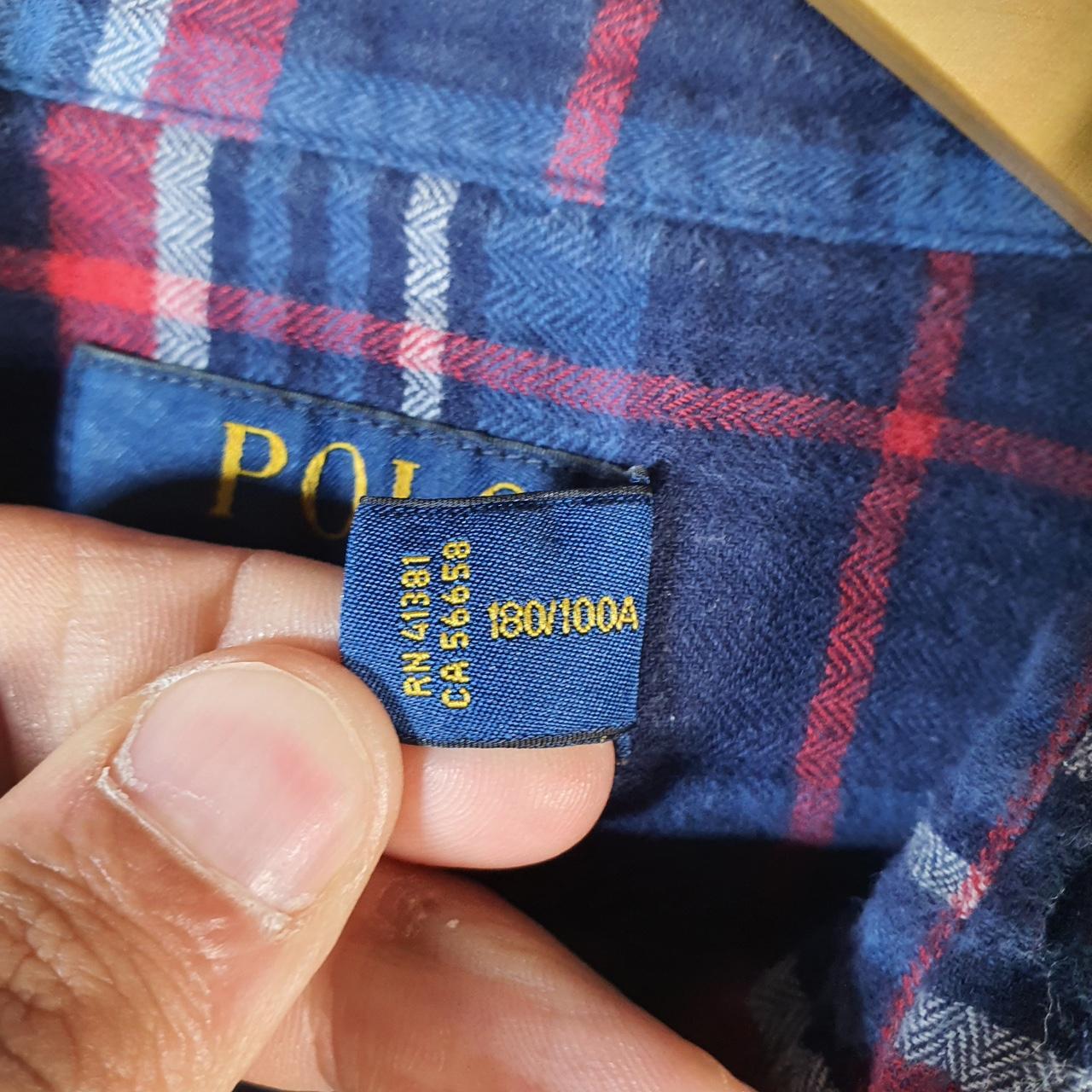 Vintage Ralph Lauren Button Down Shirt Men’s Large Blue Checkered Cotton Stretch Pocket