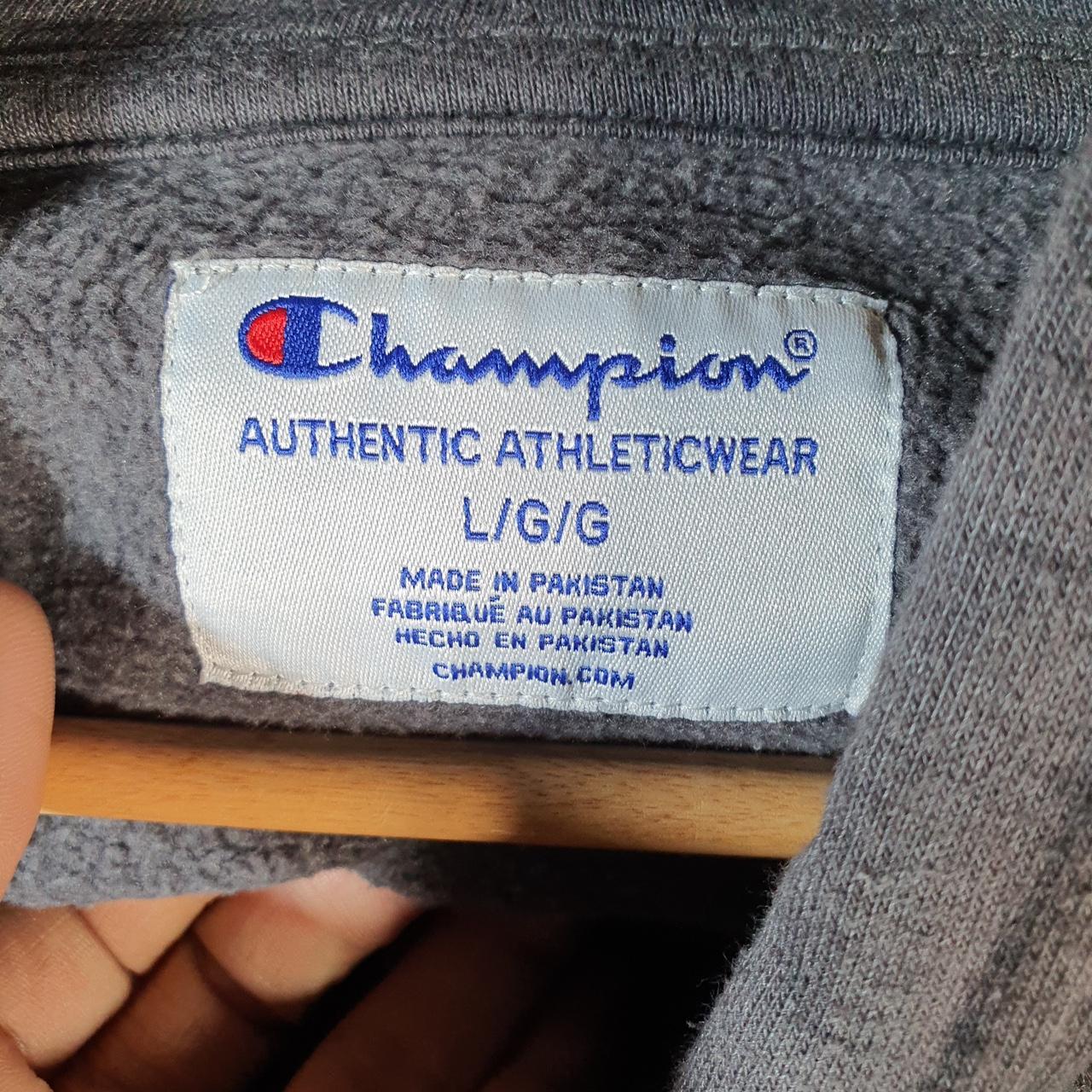 Vintage Champion Hoodie Men’s Large Grey Pro Sport Spellout Pullover