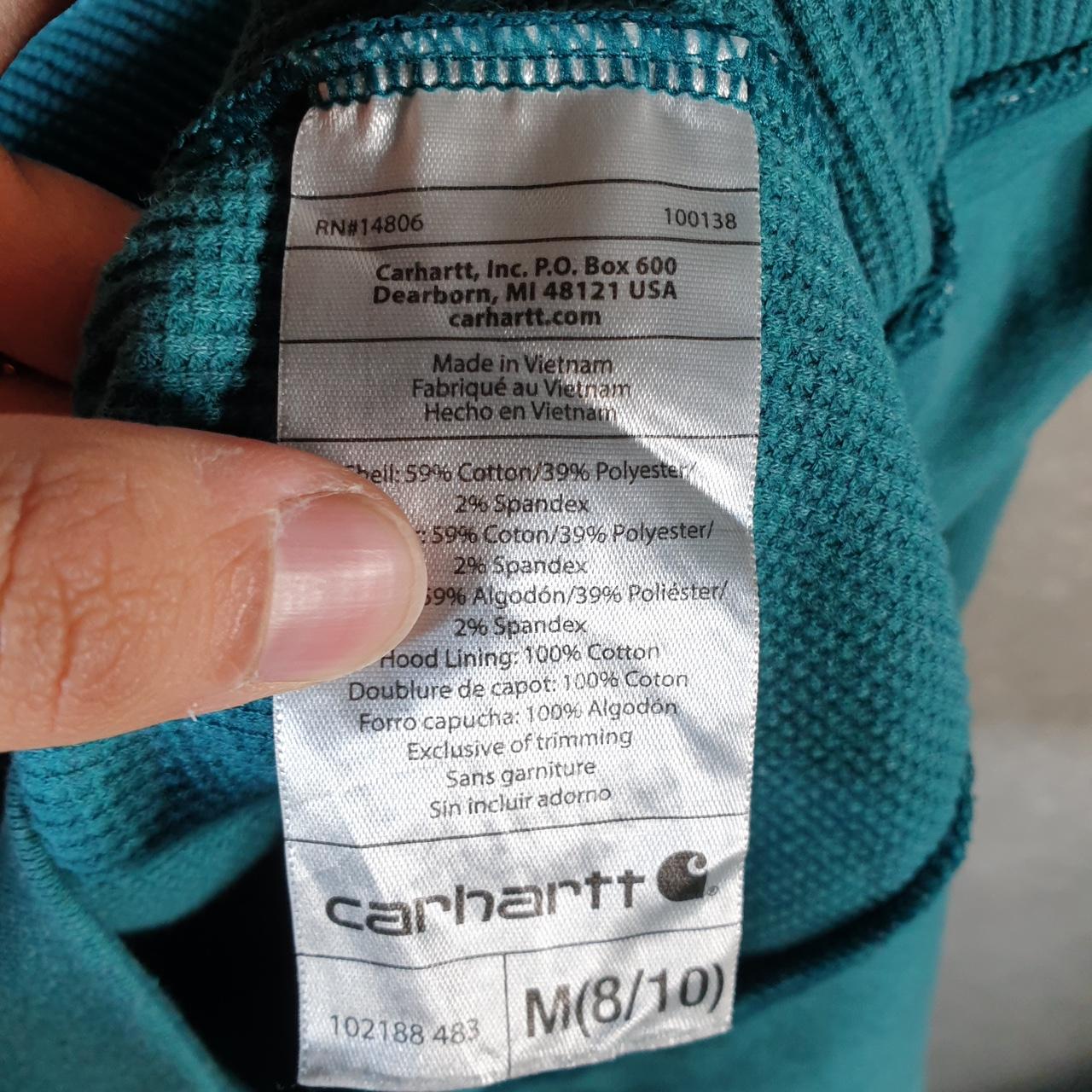 Vintage Carhartt Hoodie Womens Medium Blue Full Zip Sweatshirt USA Relaxed Fit