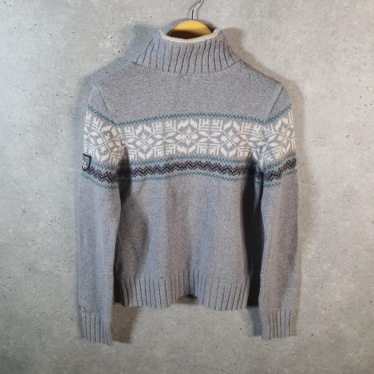 Vintage The North Face Knit Sweater Womens Medium Grey Y2K Pullover 1/4 Button