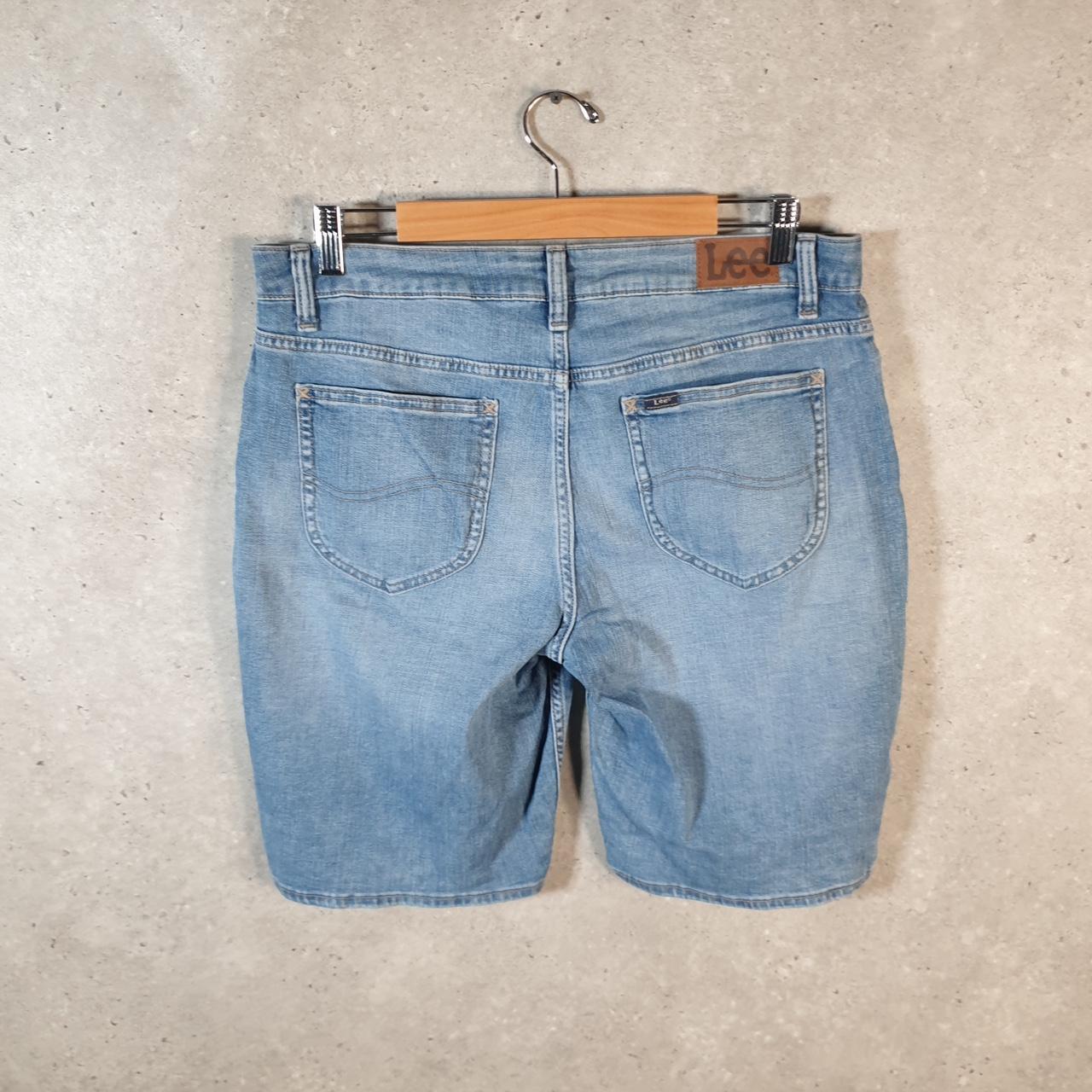 Vintage Lee Baggy Shorts Jorts Cargo Womens W34 Blue Relaxed Denim