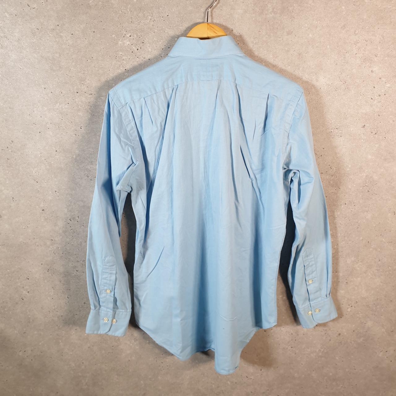 Vintage Ralph Lauren Button Down Shirt Men’s Medium Blue Striped Regent Classic Fit Cotton Big Fish Vintage