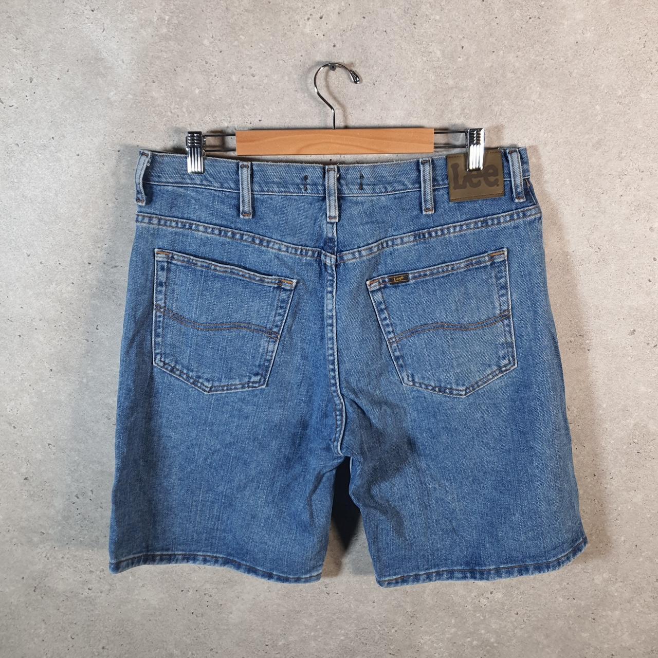 Vintage Lee Baggy Shorts Jorts Cargo Womens W34 Blue Denim Relaxed Cargo