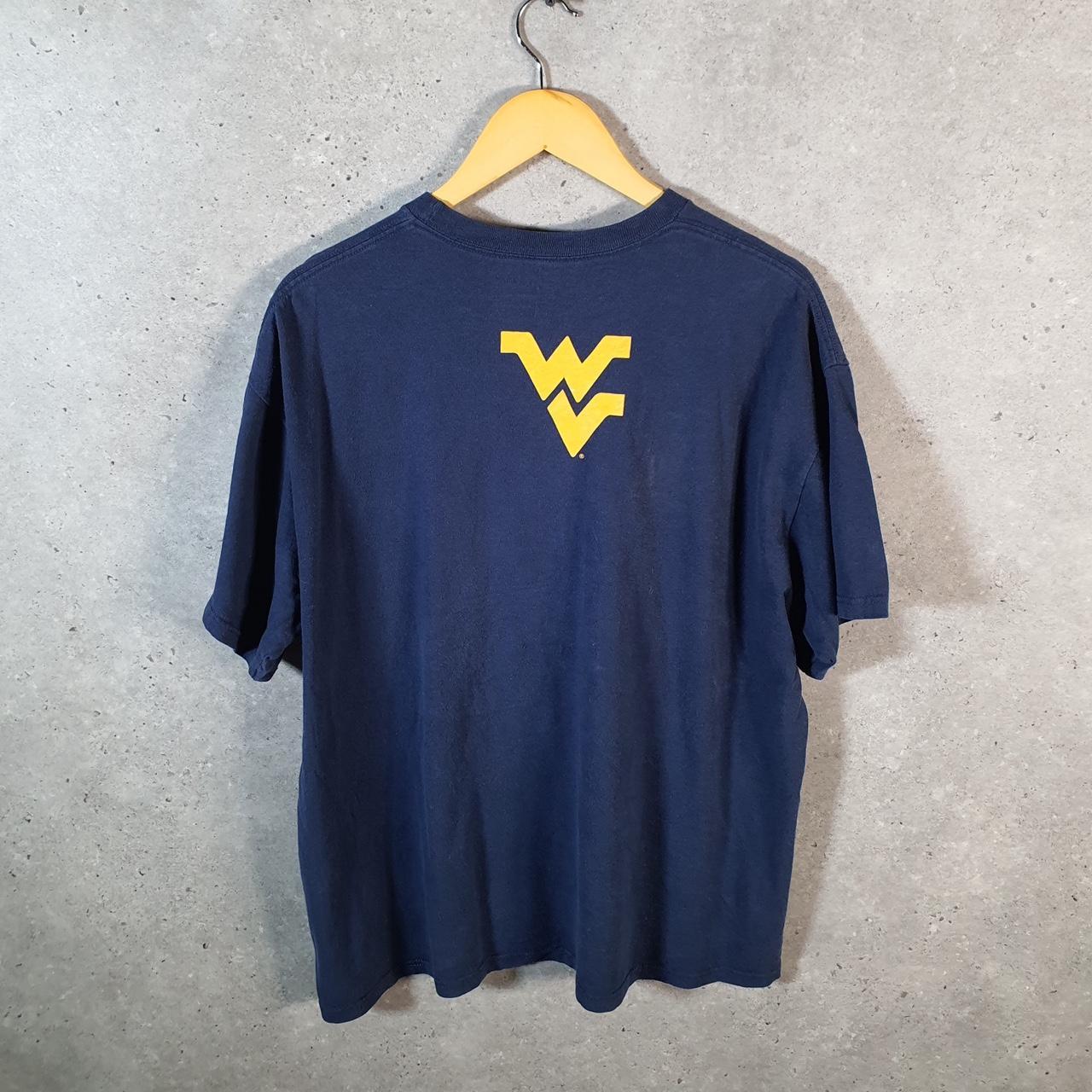 Vintage Nike Team West Virginia Mountaineers T Shirt Mens Large Blue Logo Swoosh
