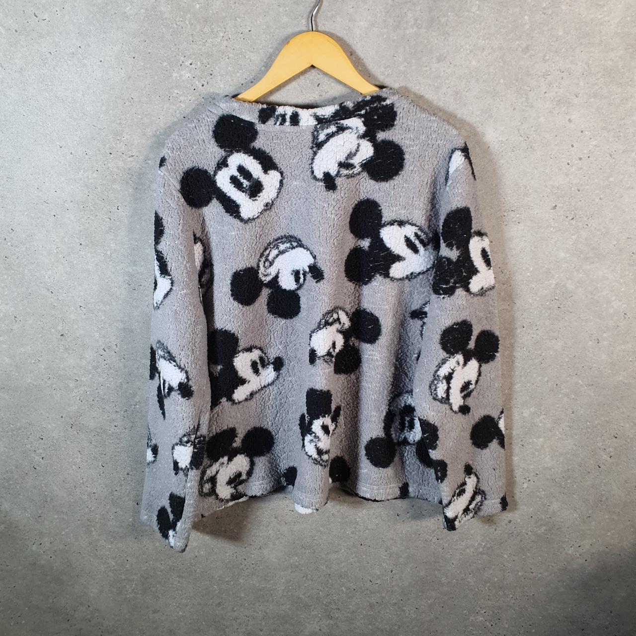Disney Mickey Mouse Fleece Pullover Sweatshirt Womens XL Grey Embroidered Logo