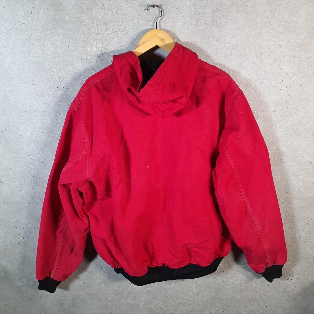 Vintage Carhartt 90s Active Hooded Jacket Men’s XL Red Workwear J03RED Canvas USA Big Fish Vintage