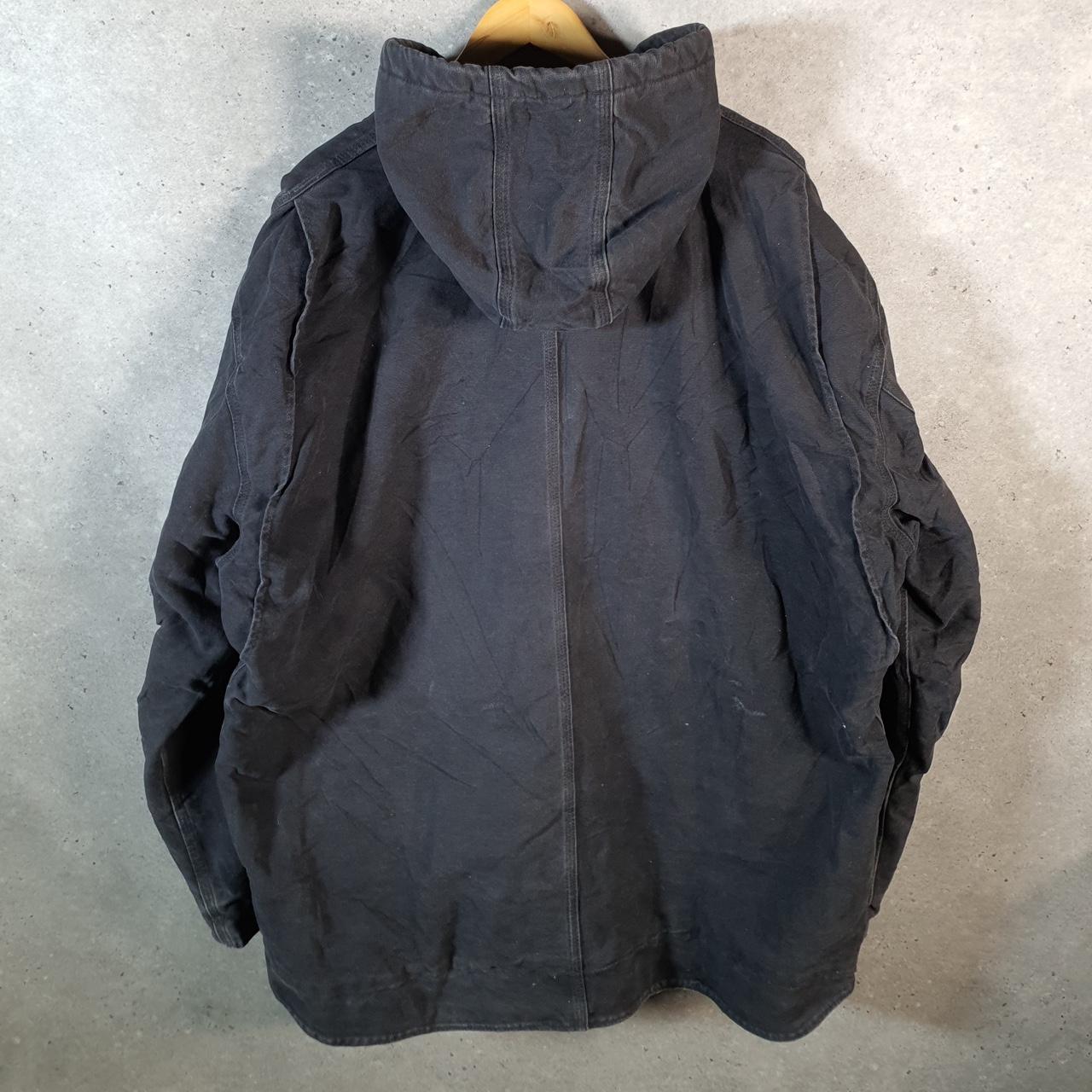 Vintage Carhartt Sandstone Sherpa Lined Work Farm Hooded Jacket Men’s 2XL Black C95 BLK USA Big Fish Vintage